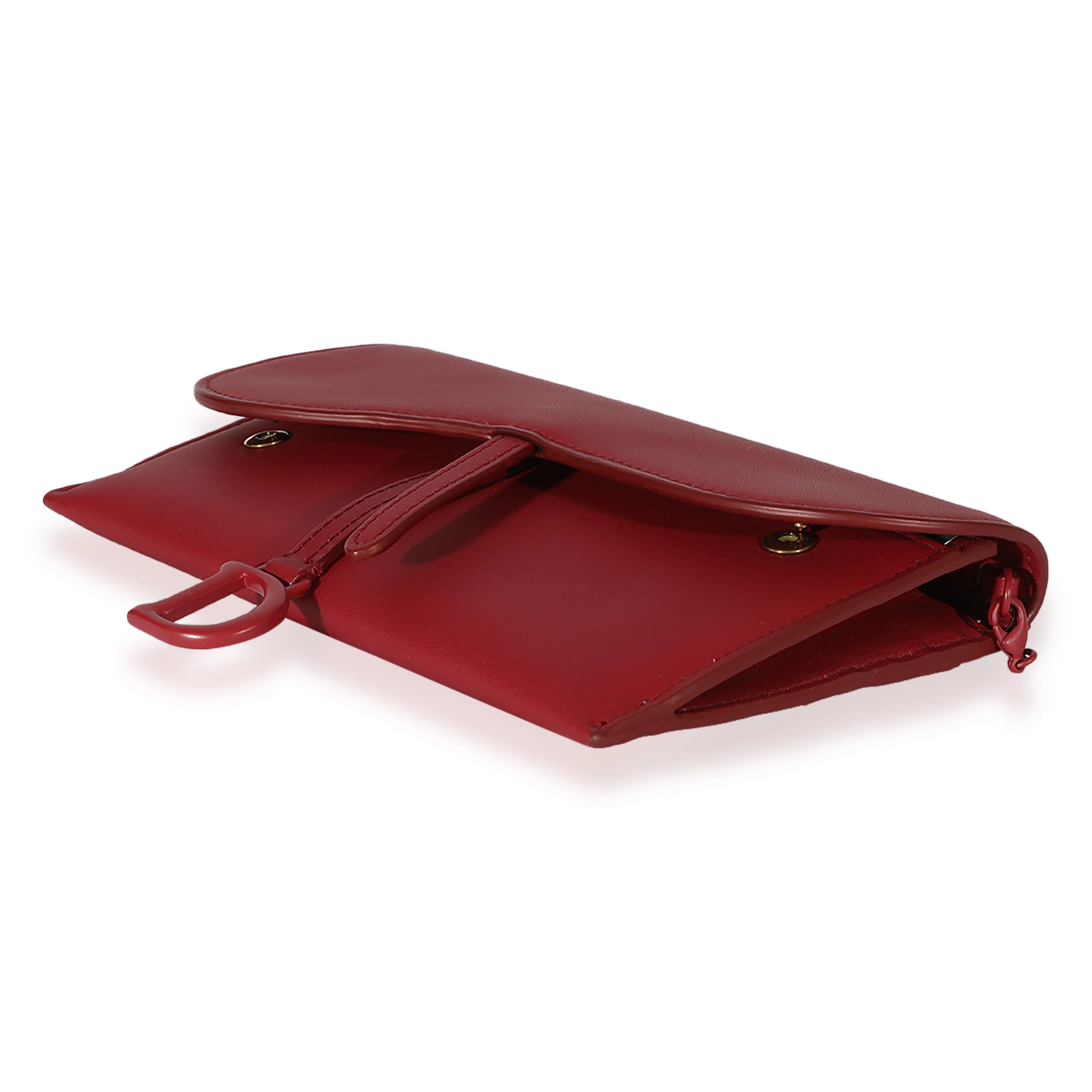Christian Dior Red Ultramatte Calfskin Saddle Long Chain Wallet - Image 6