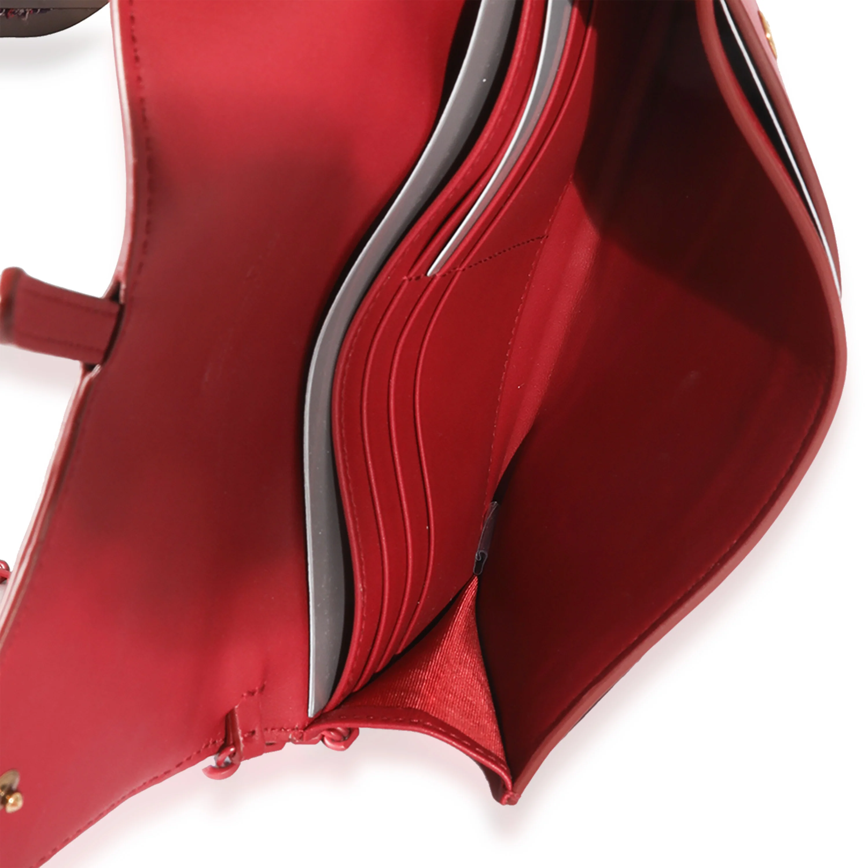 Christian Dior Red Ultramatte Calfskin Saddle Long Chain Wallet - Image 8