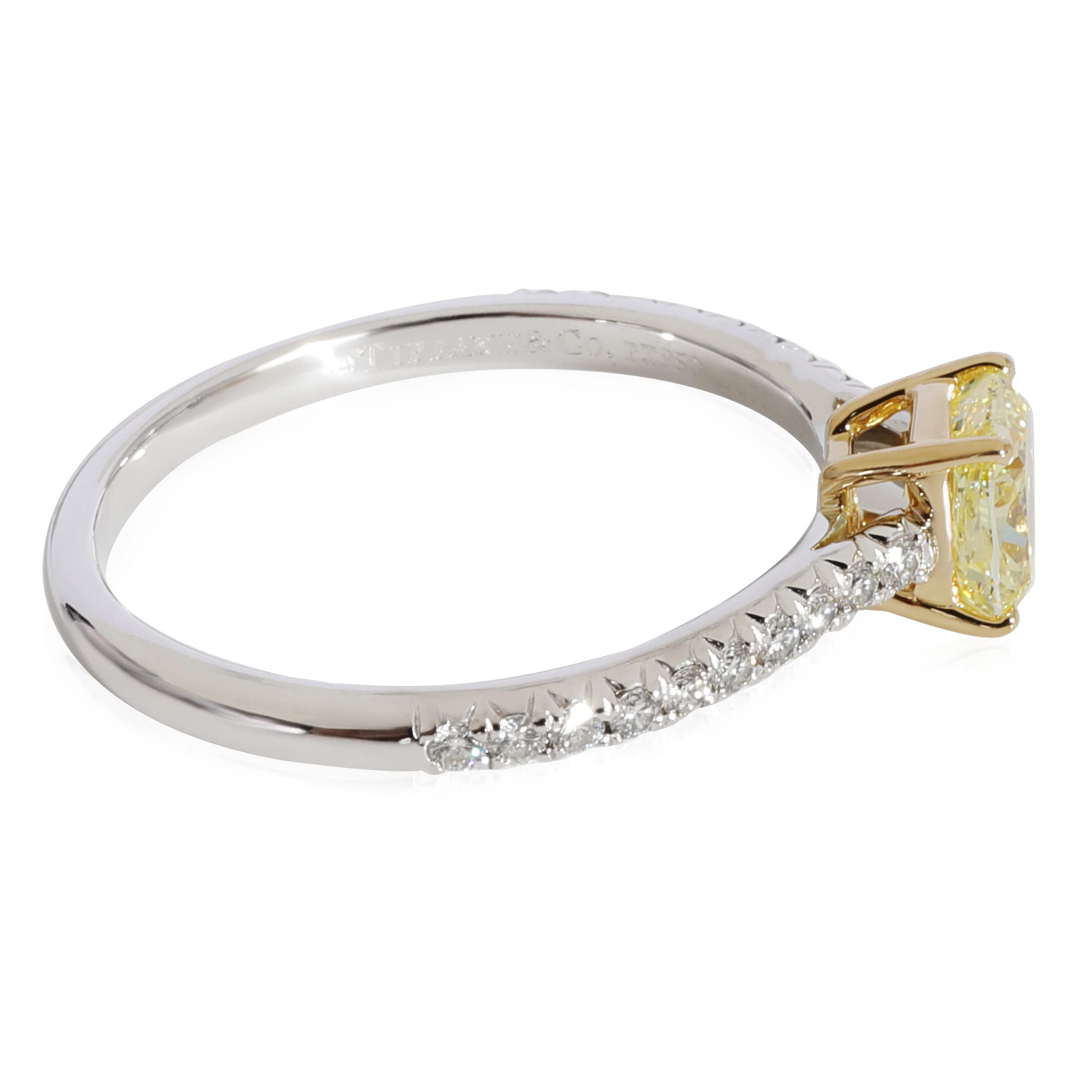 Tiffany Novo Fancy Yellow Diamond Engagement in 18k Gold/Platinum 0.92 CTW - Image 2