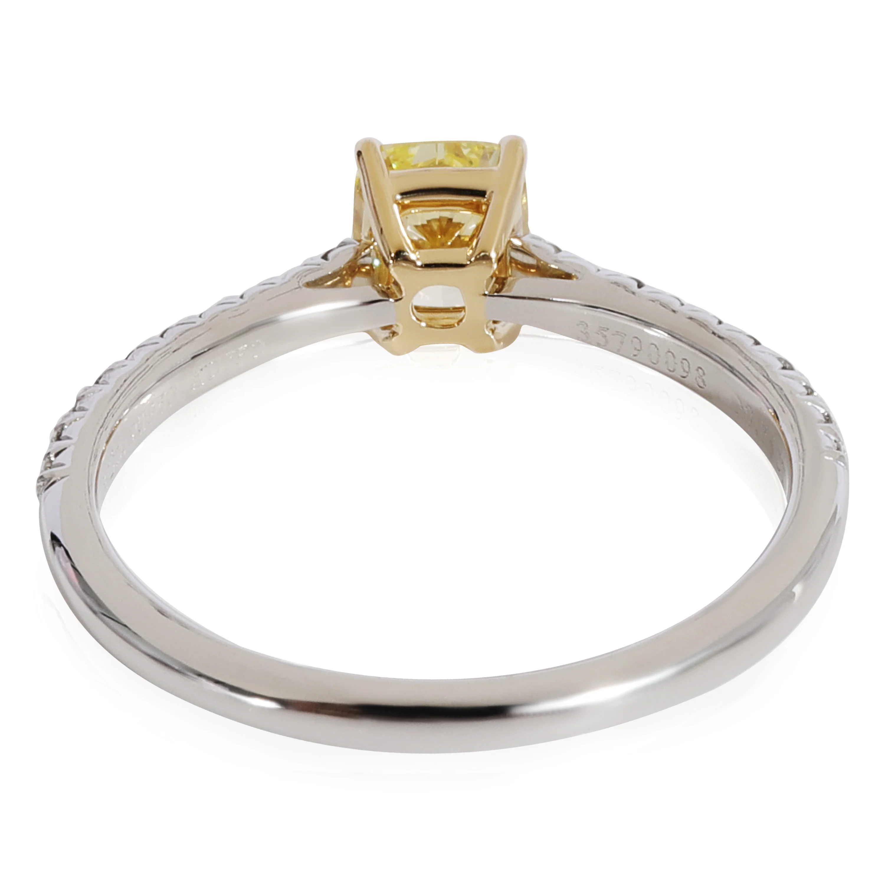 Tiffany Novo Fancy Yellow Diamond Engagement in 18k Gold/Platinum 0.92 CTW - Image 3