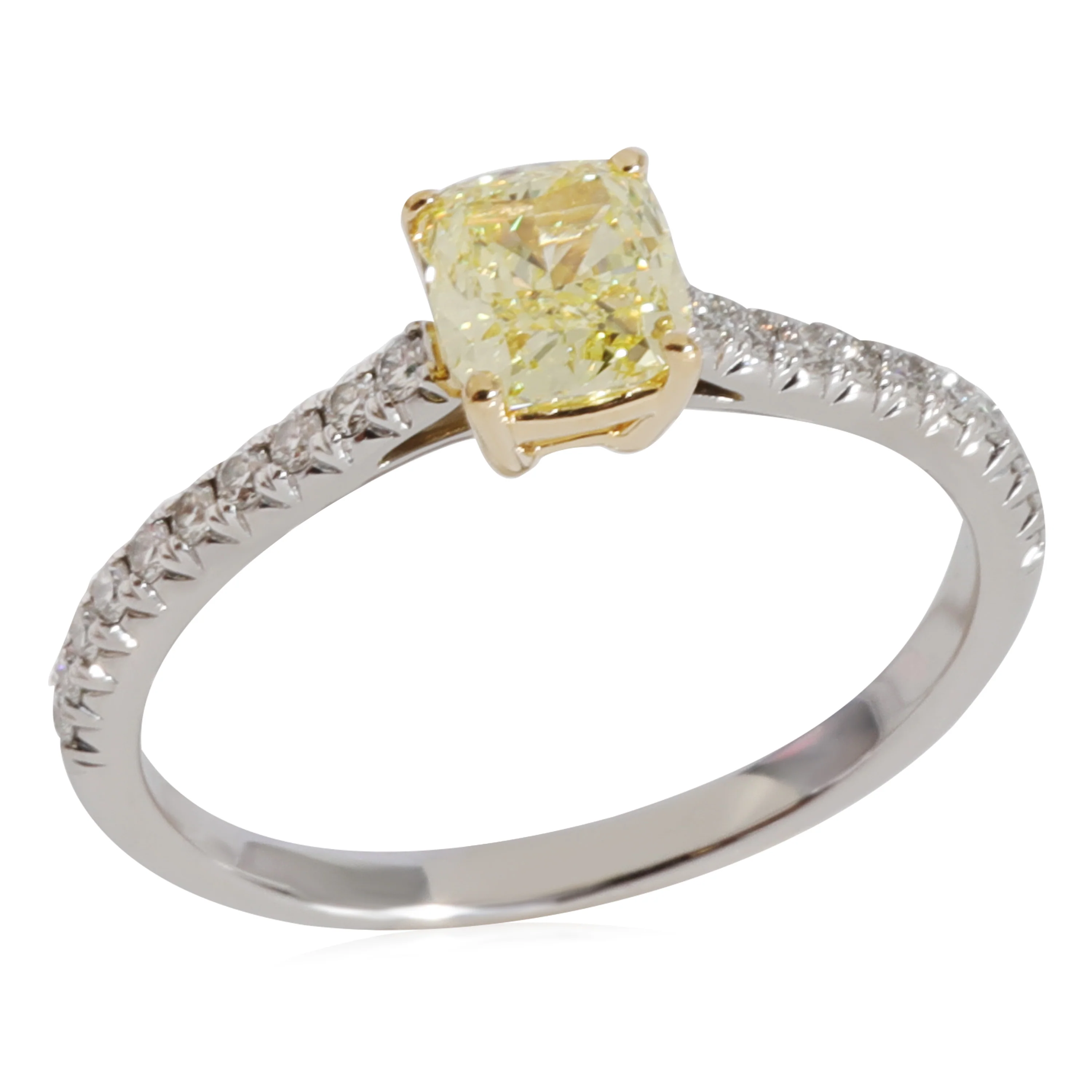 Tiffany Novo Fancy Yellow Diamond Engagement in 18k Gold/Platinum 0.92 CTW - Image 4