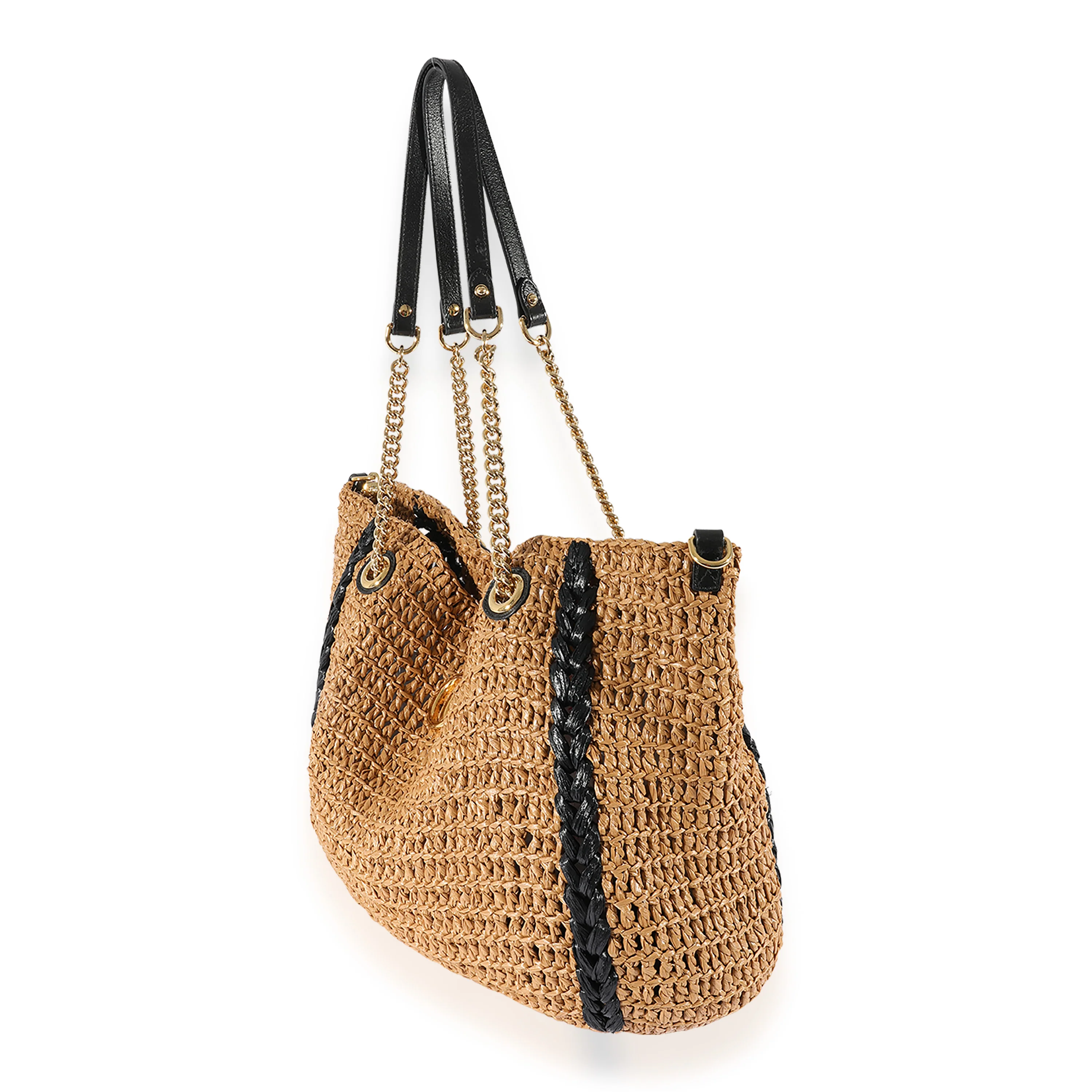 Gucci Natural Raffia Large Marmont Shoulder Bag - Image 2