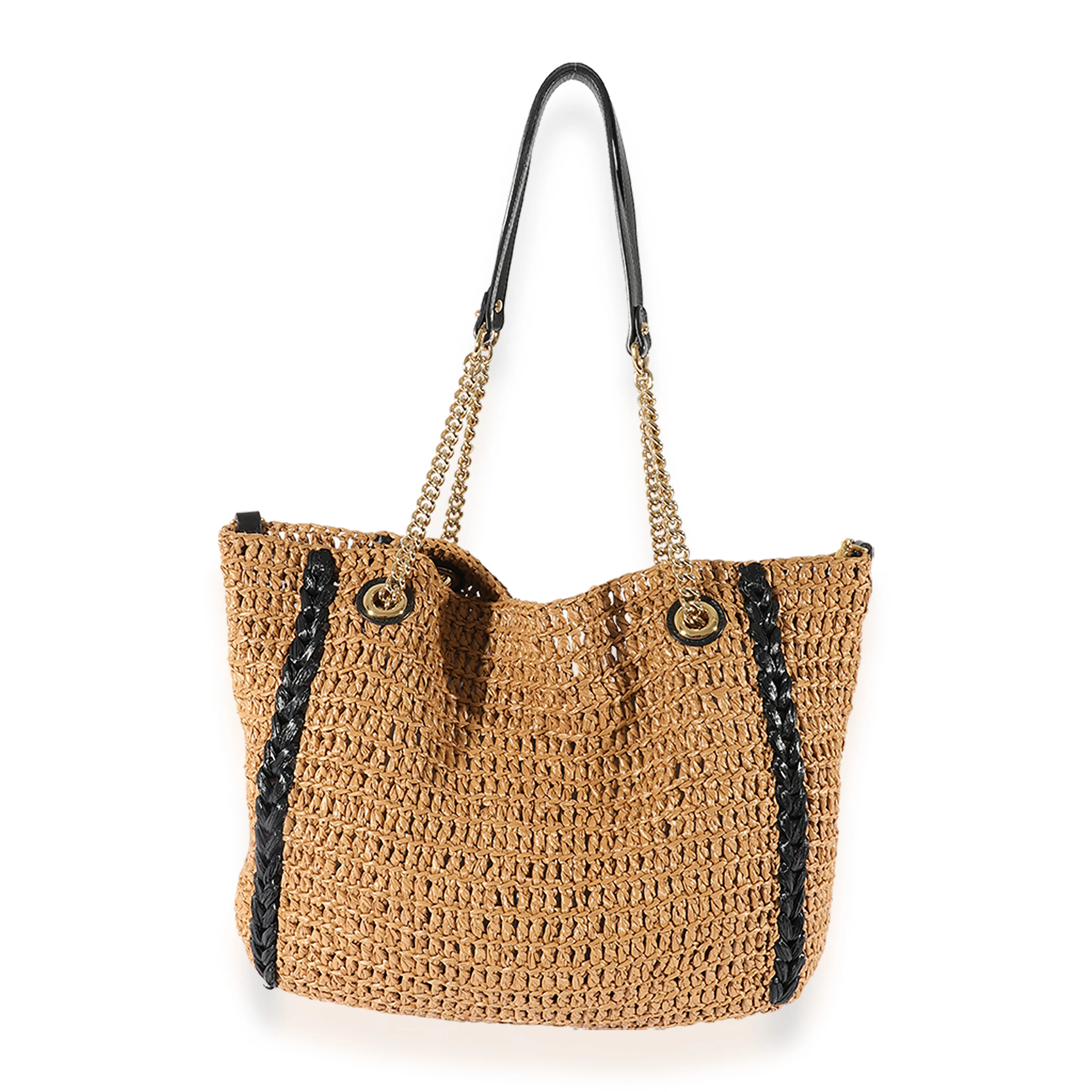 Gucci Natural Raffia Large Marmont Shoulder Bag - Image 3