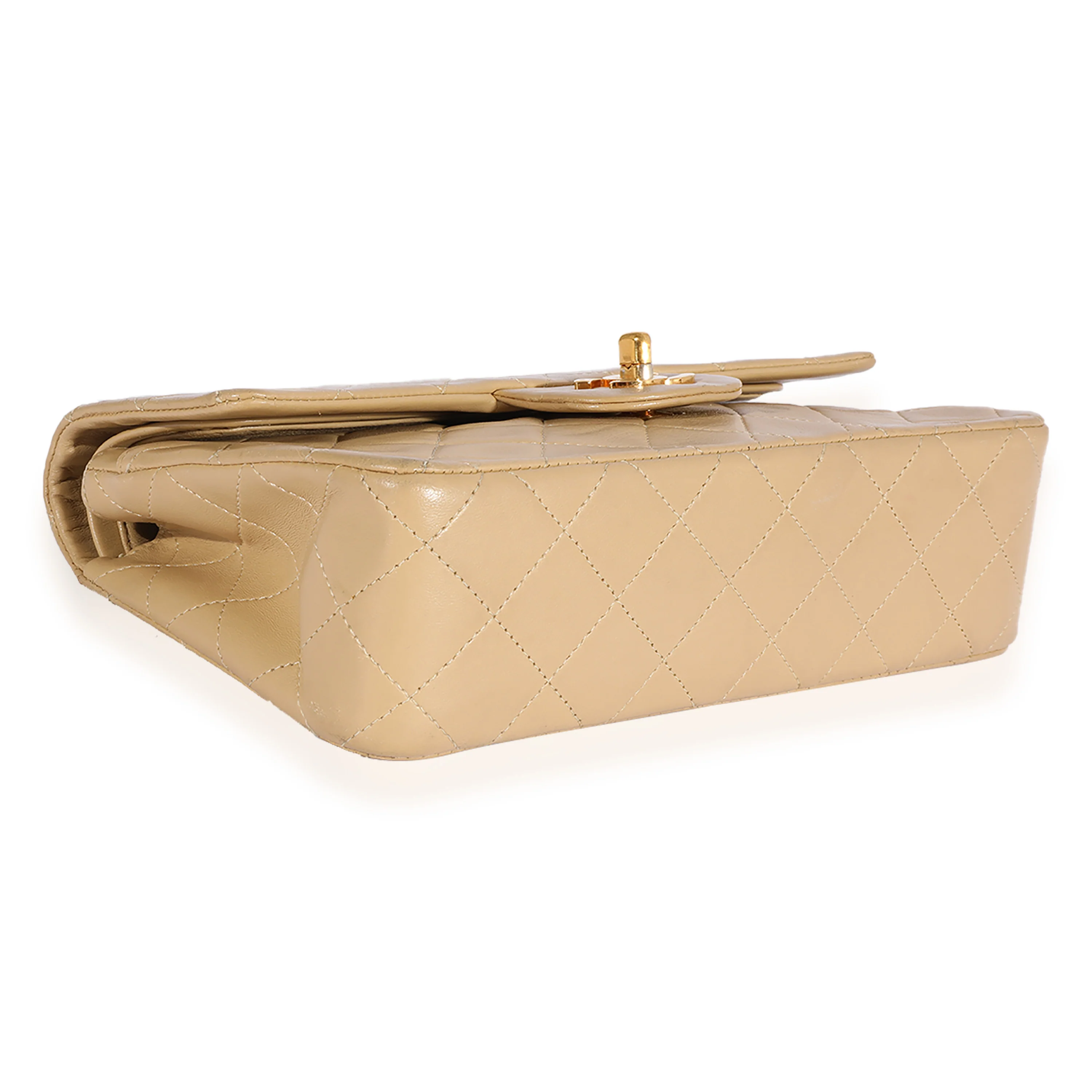 Chanel Vintage Beige Quilted Lambskin Small Classic Double Flap Bag - Image 6