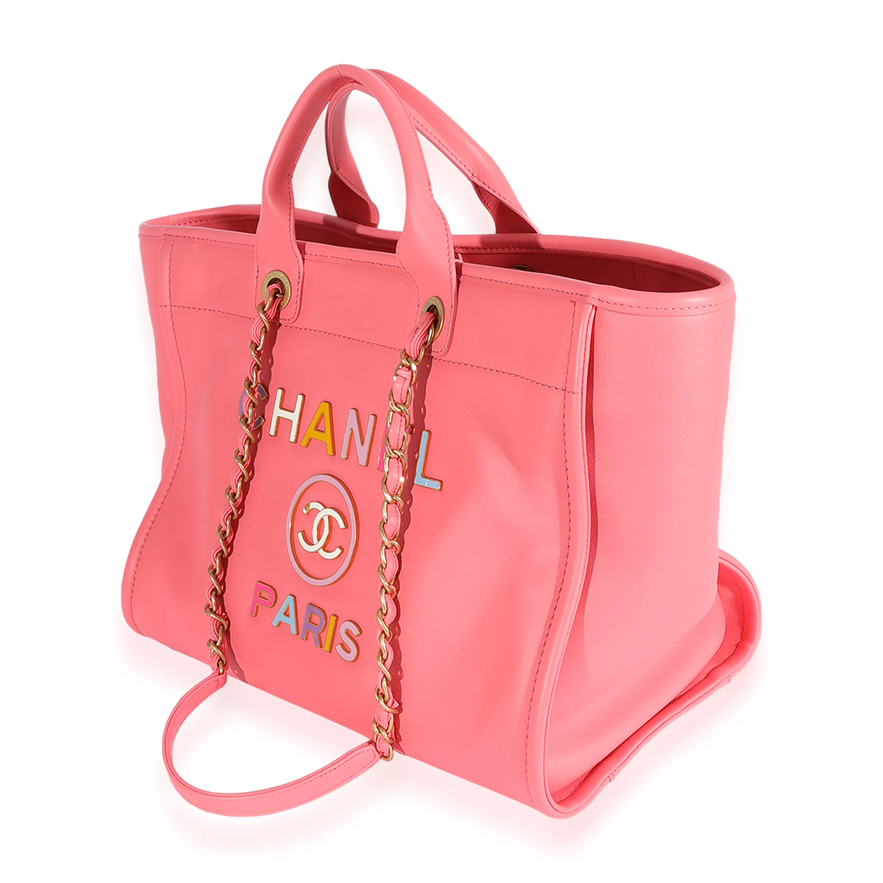 Chanel Pink Leather Medium Deauville Tote - Image 2