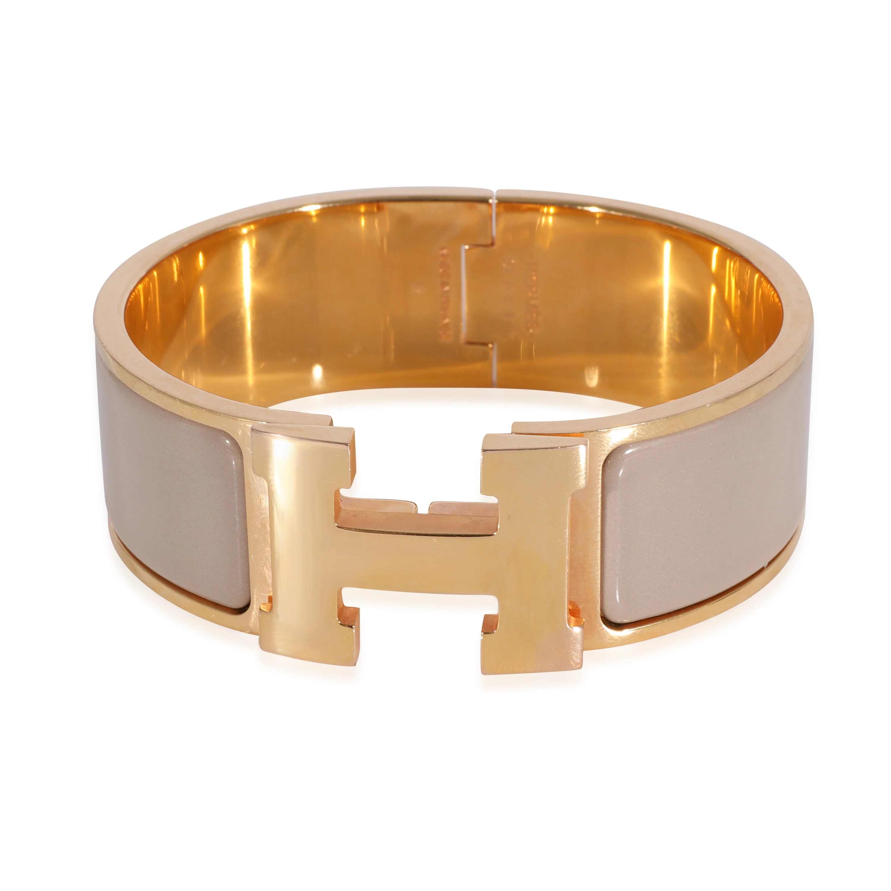 Hermès Gold Plated Clic Clac H Marron Glacé Bracelet