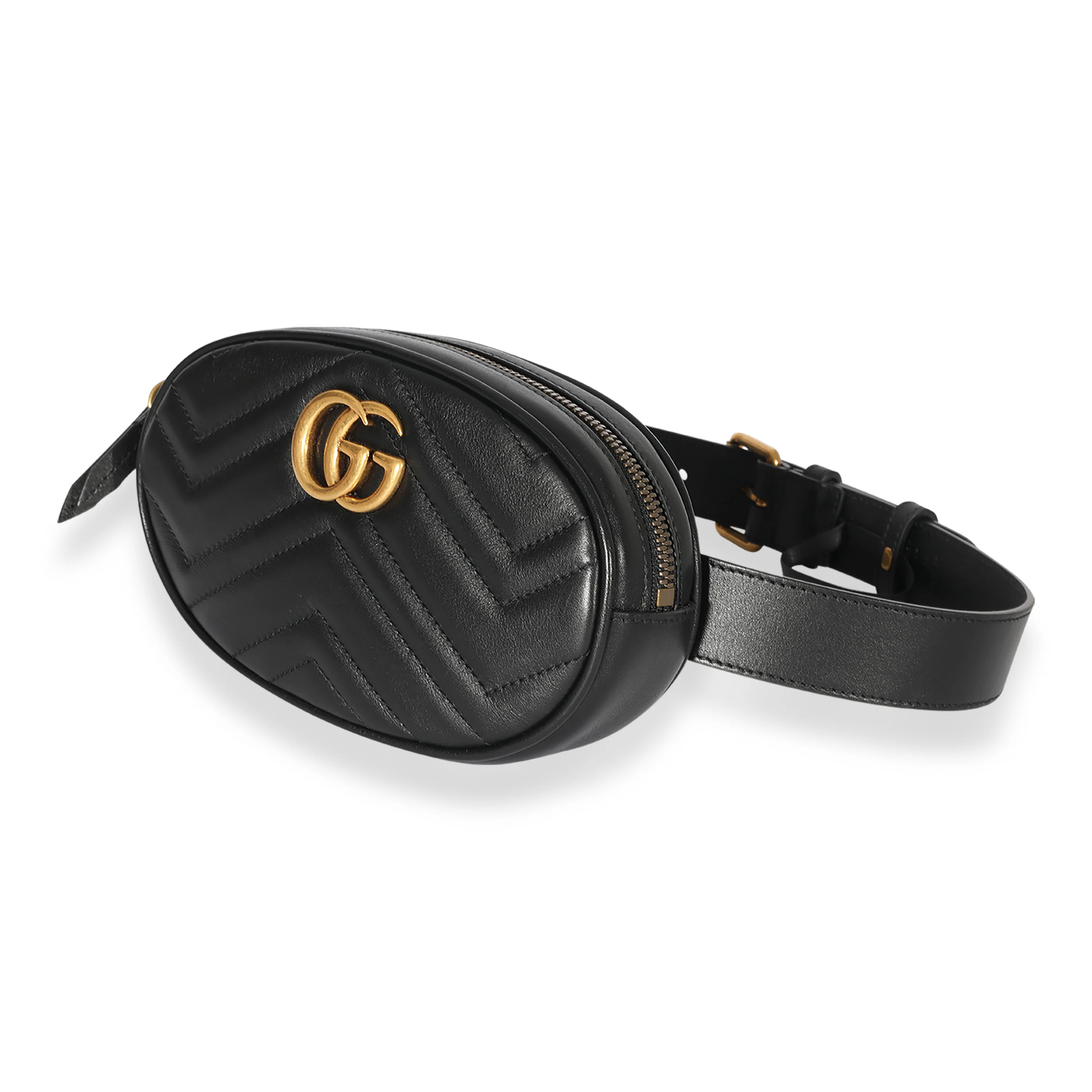 Gucci Black Matelassé Calfskin GG Marmont Belt Bag 65/26 - Image 2
