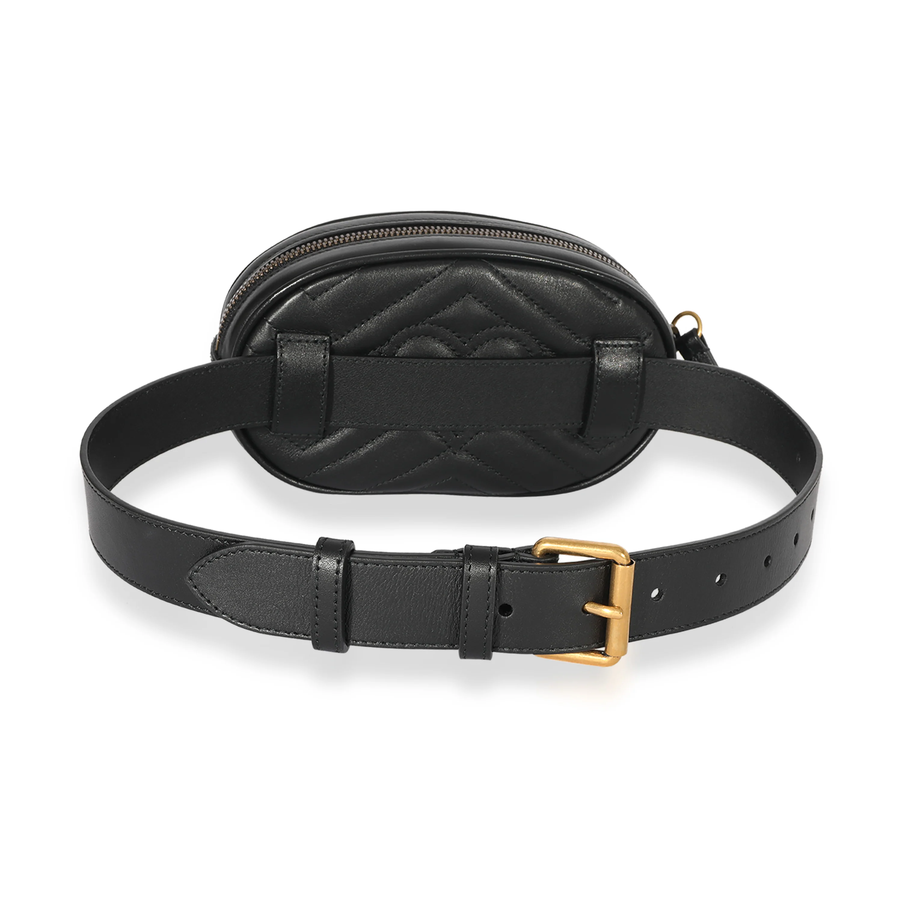 Gucci Black Matelassé Calfskin GG Marmont Belt Bag 65/26 - Image 5