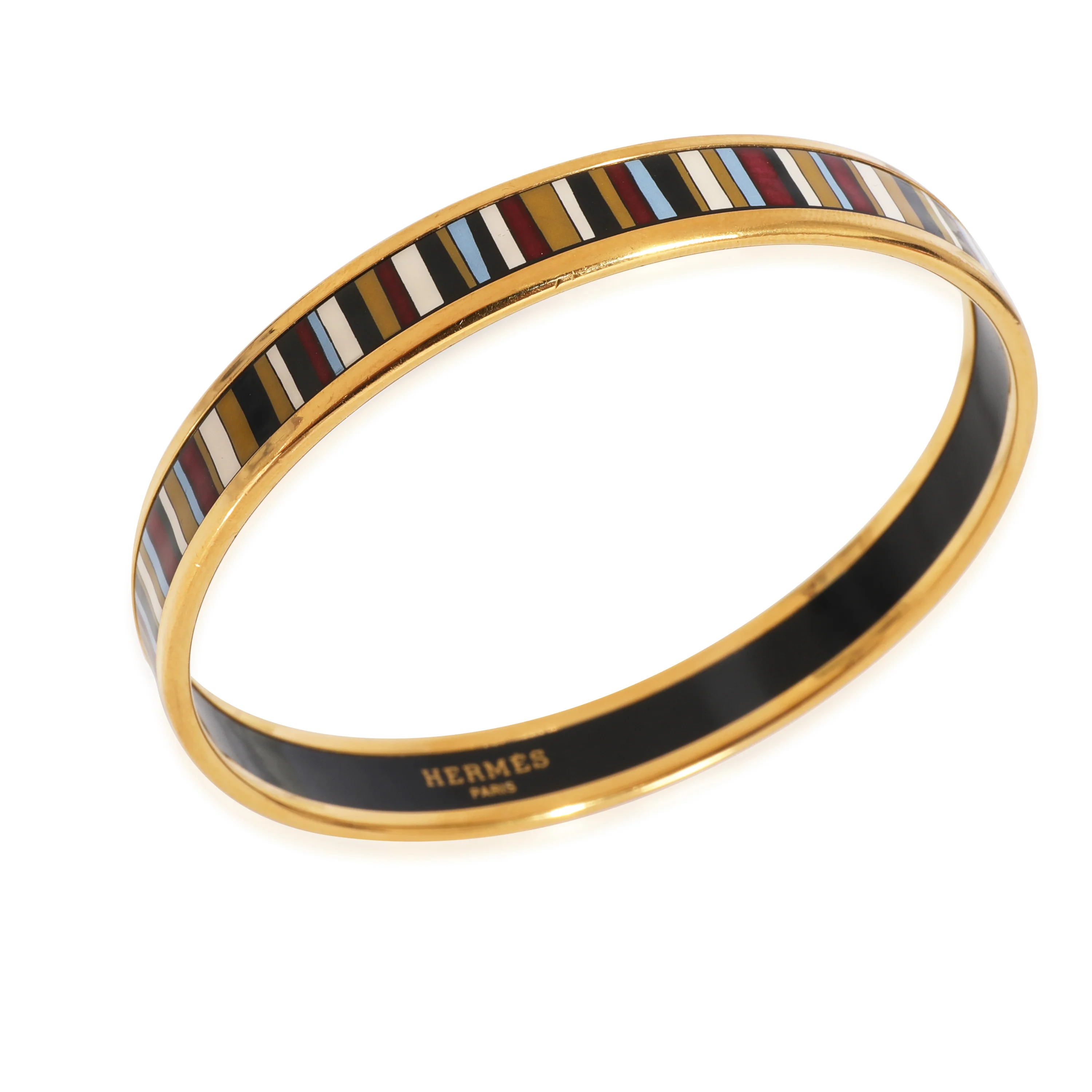 Hermès Plated Enamel Narrow Carioca Stripes Bangle (62mm) - Image 3
