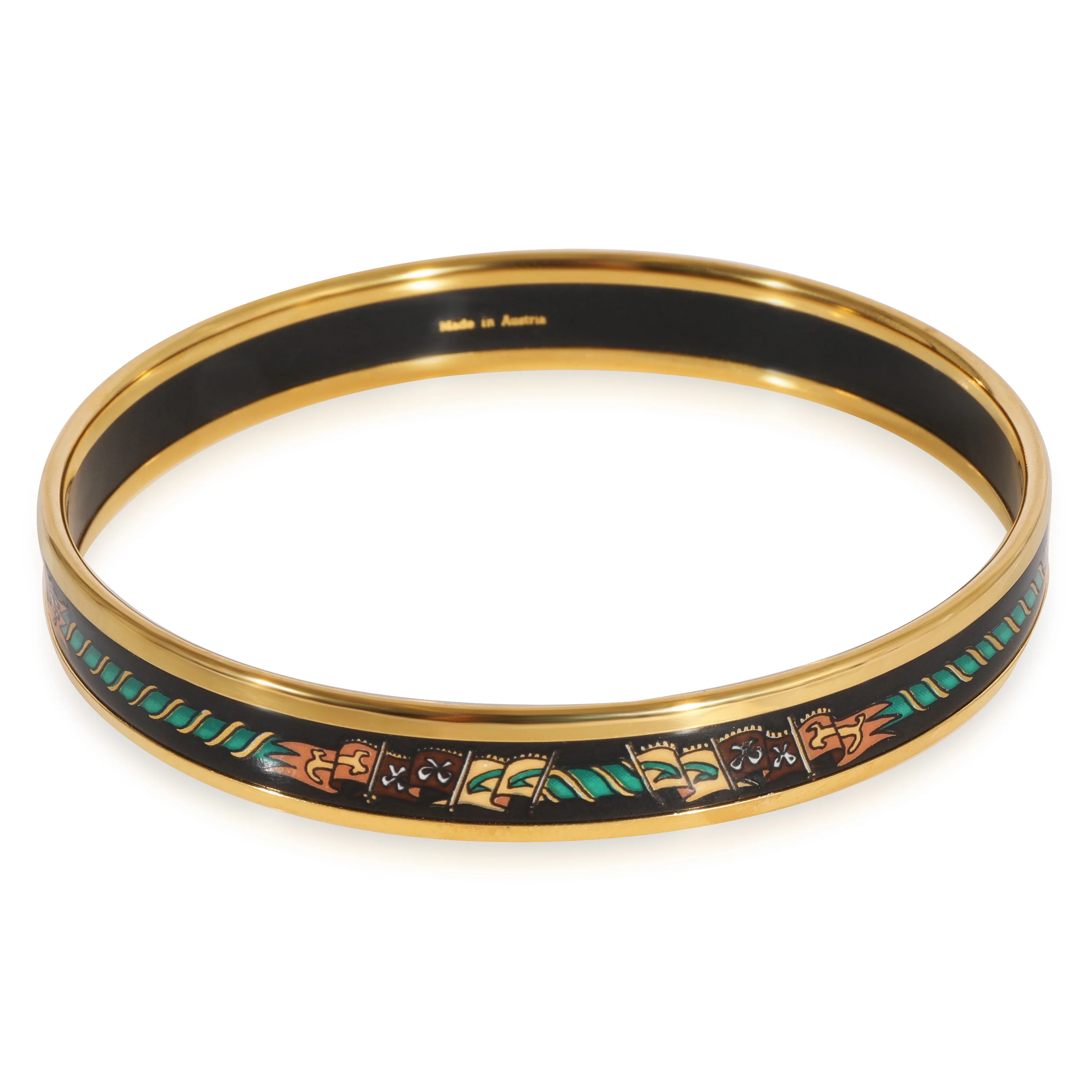 Hermès Plated Enamel Narrow Bangle with Flags (62mm) - Image 2
