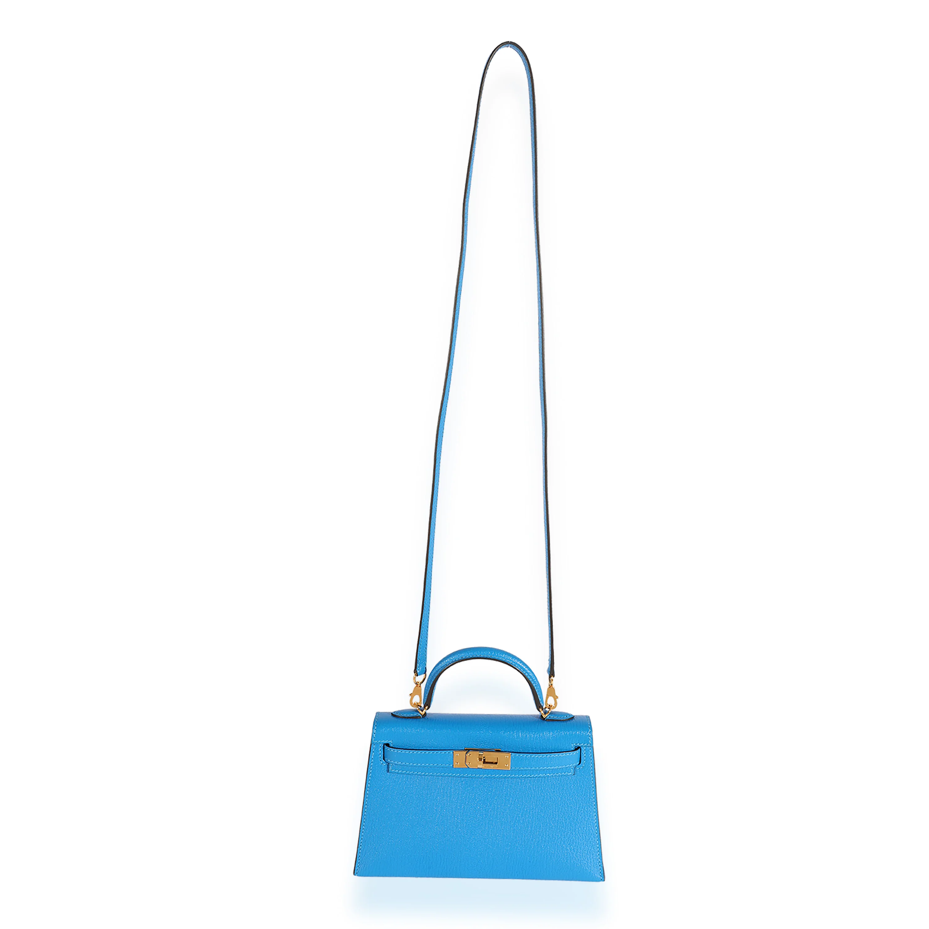 Hermès Blue Hydra Chèvre Mini Kelly 20 GHW - Image 7