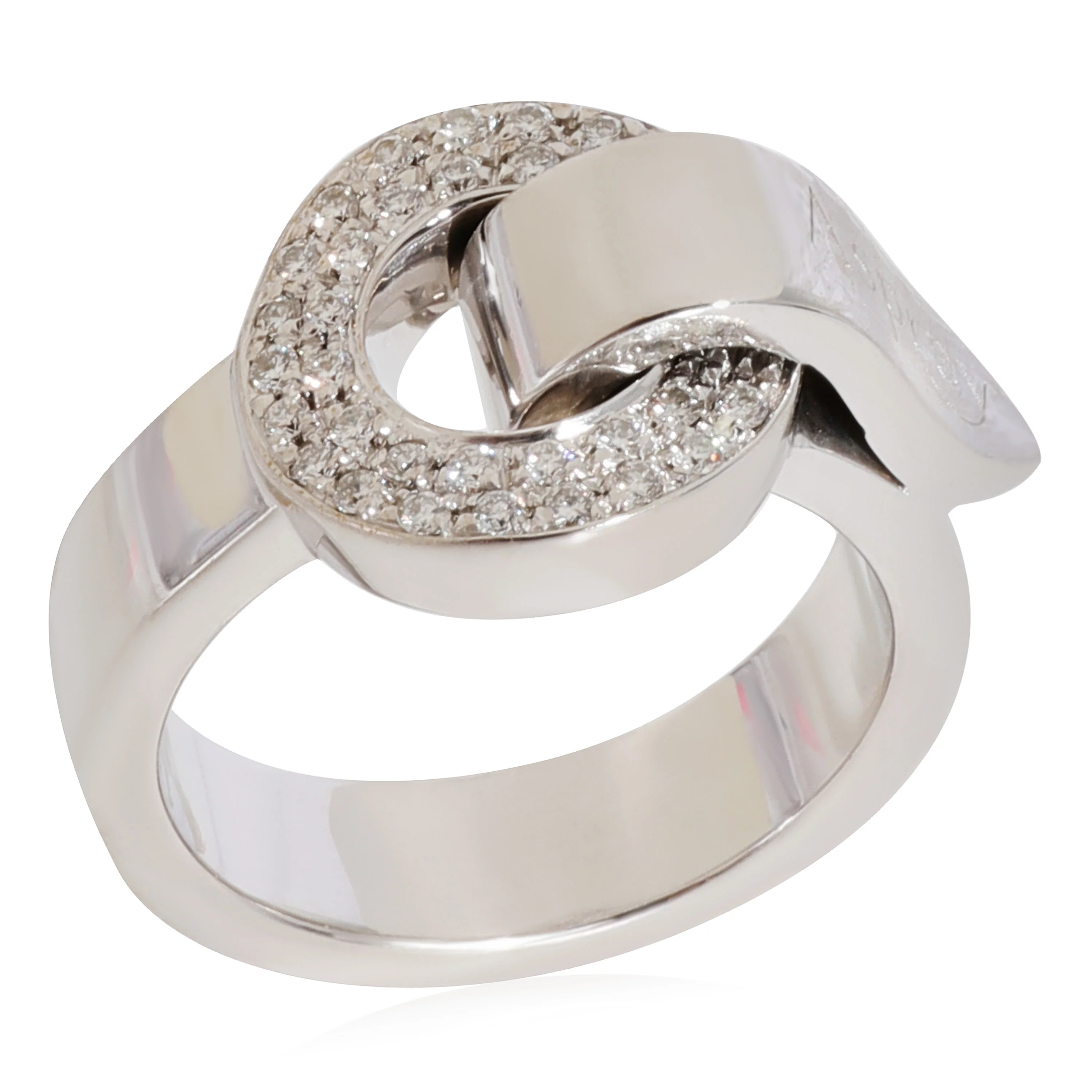 Circle & Foldover Loop Diamond Ring in 18k White Gold 0.15 Ctw - Image 4