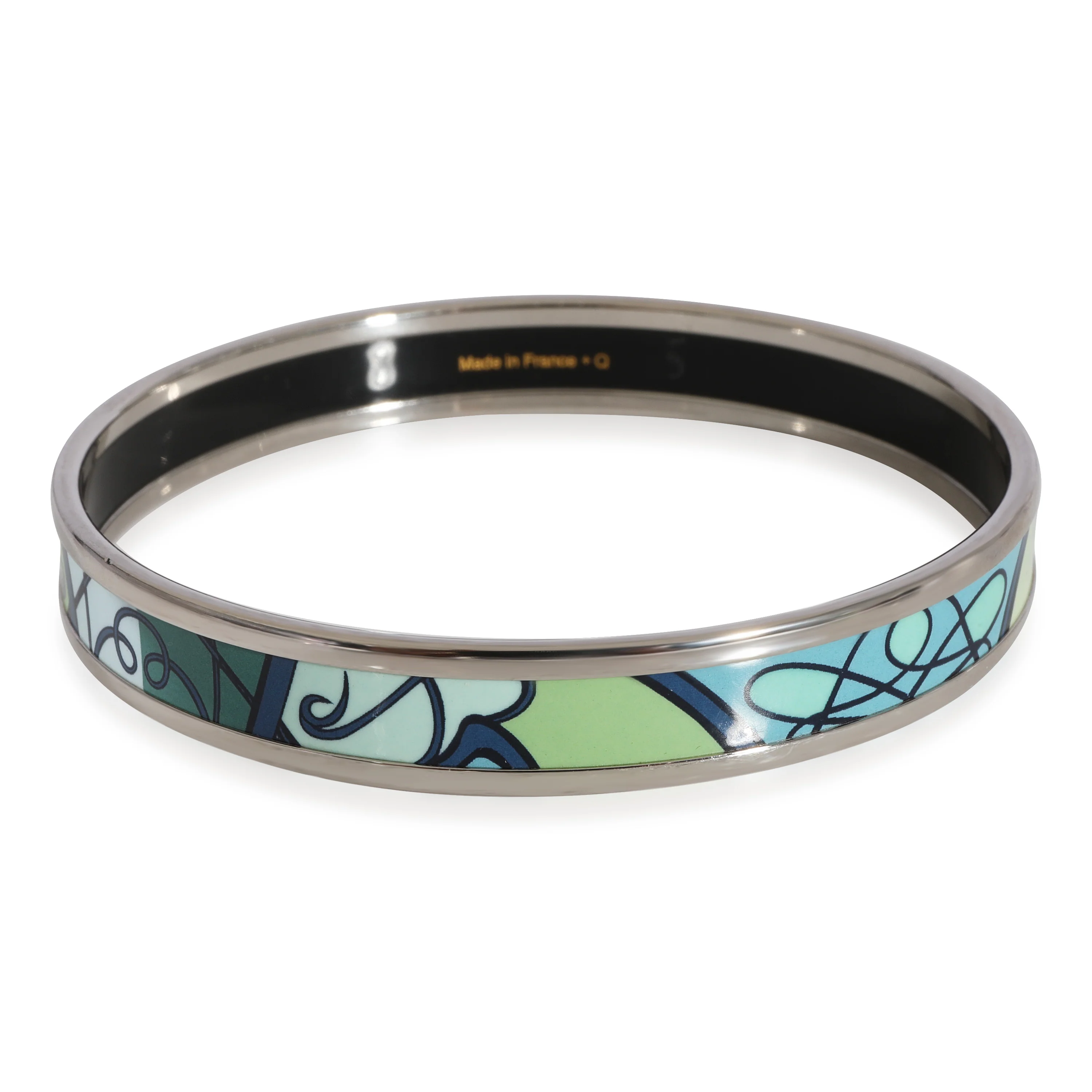 Hermès Plated Fouet de Cheval Blue-Green Narrow Enamel Bangle (59MM) - Image 3