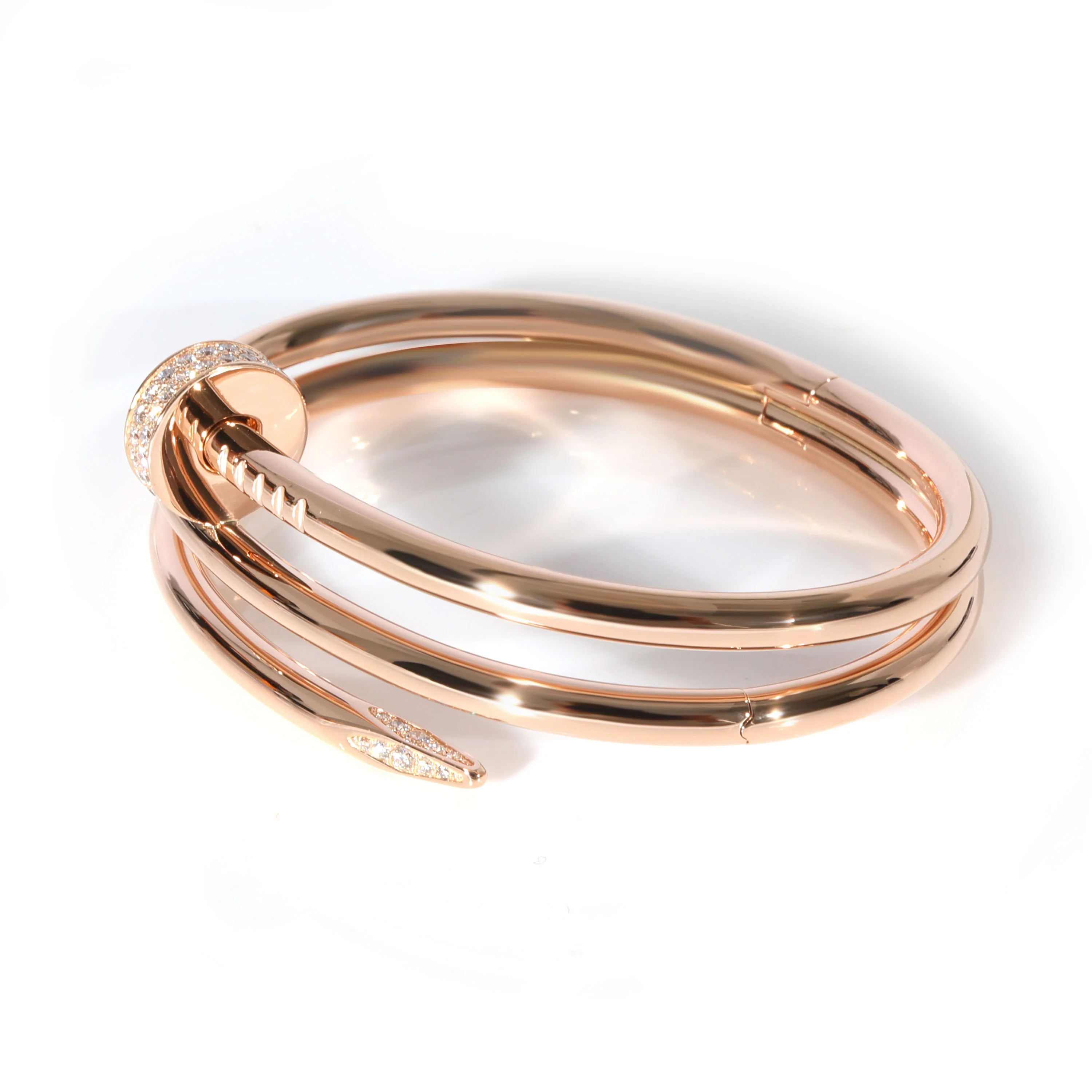Cartier Juste Un Clou Double Wrap Diamond Bracelet in 18K Rose Gold (Size 15) - Image 2