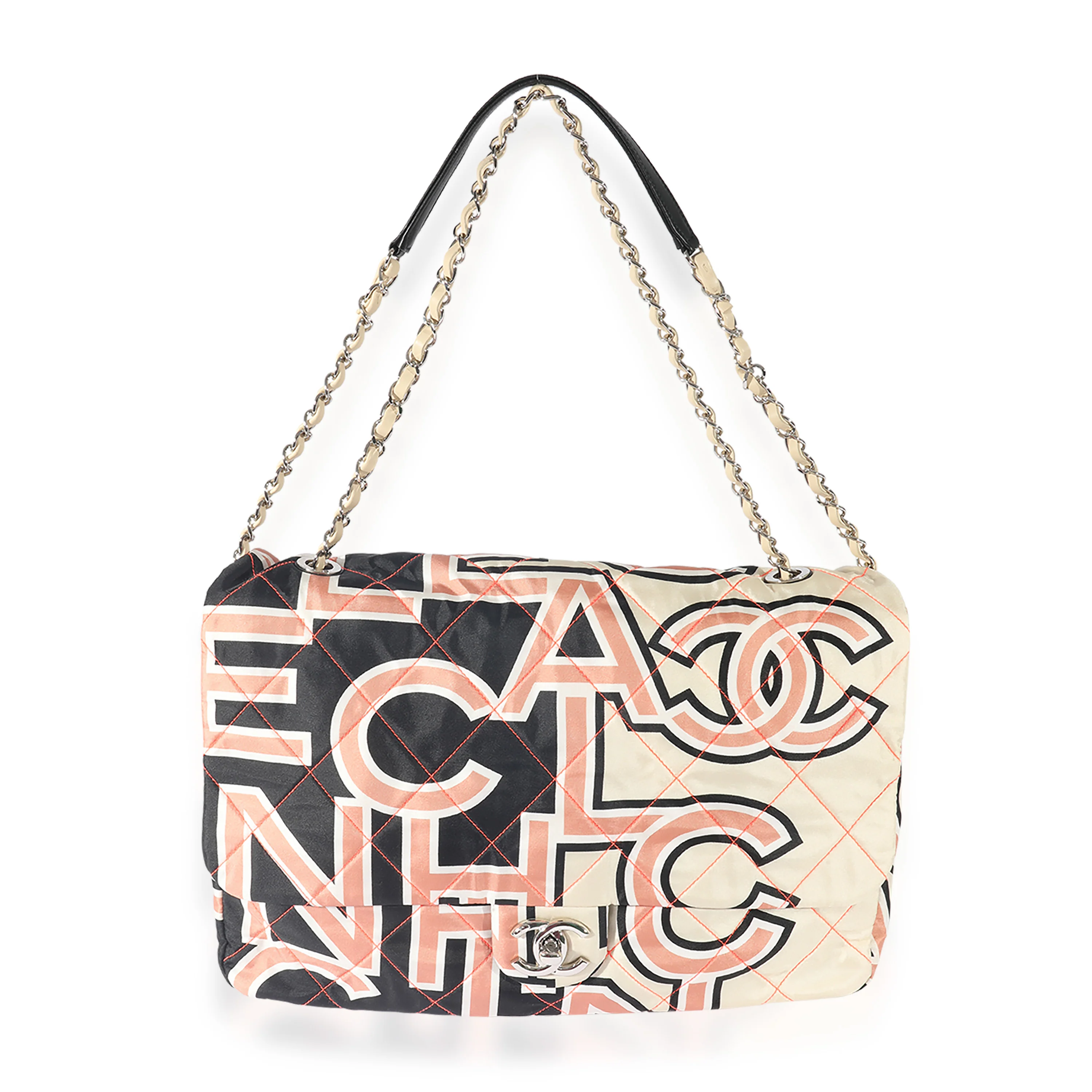 Chanel Pink and Multicolor Nylon Airline XL Flap Bag - Image 4