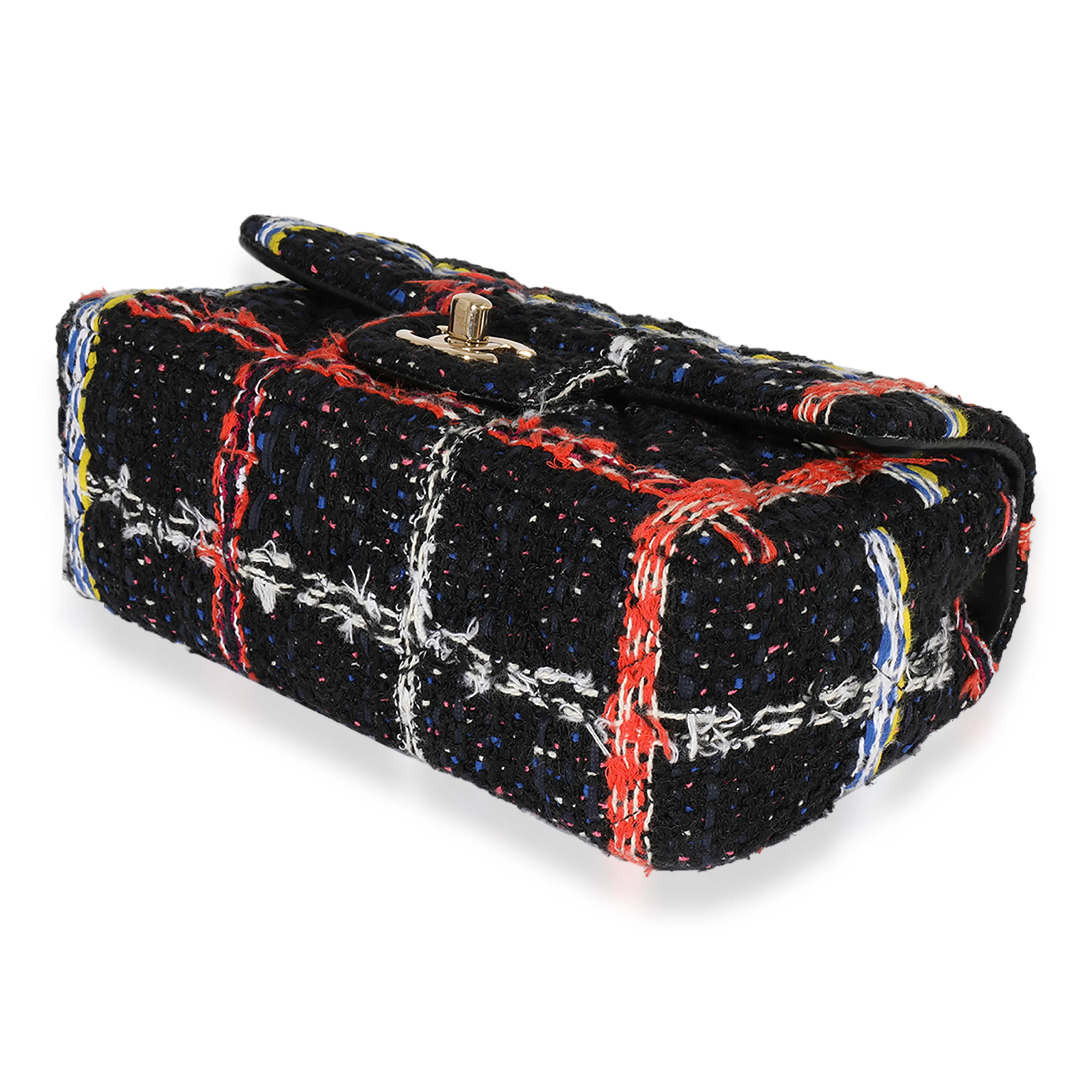 Black Multicolor Tweed Mini Rectangular Flap Bag - Image 6