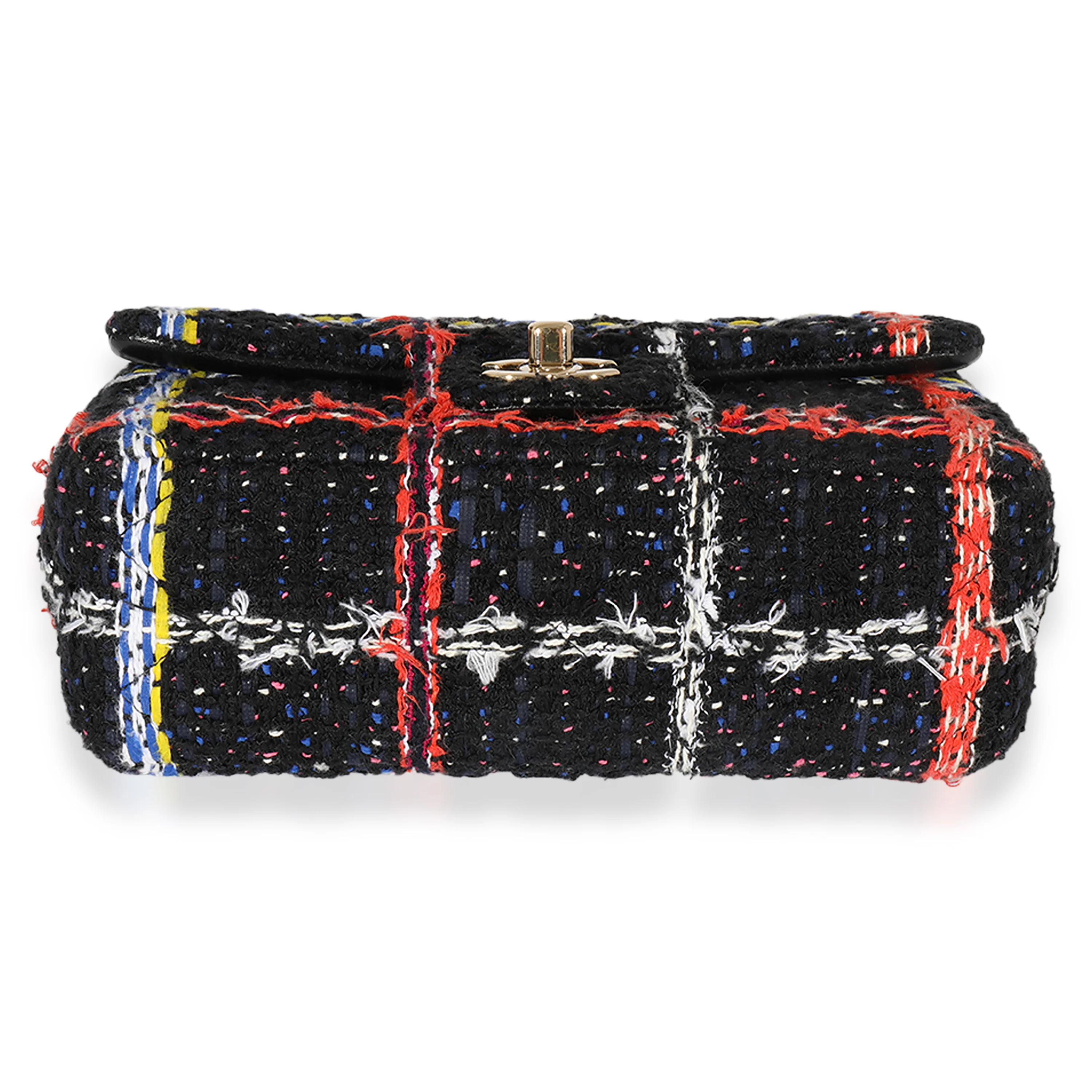Black Multicolor Tweed Mini Rectangular Flap Bag - Image 7