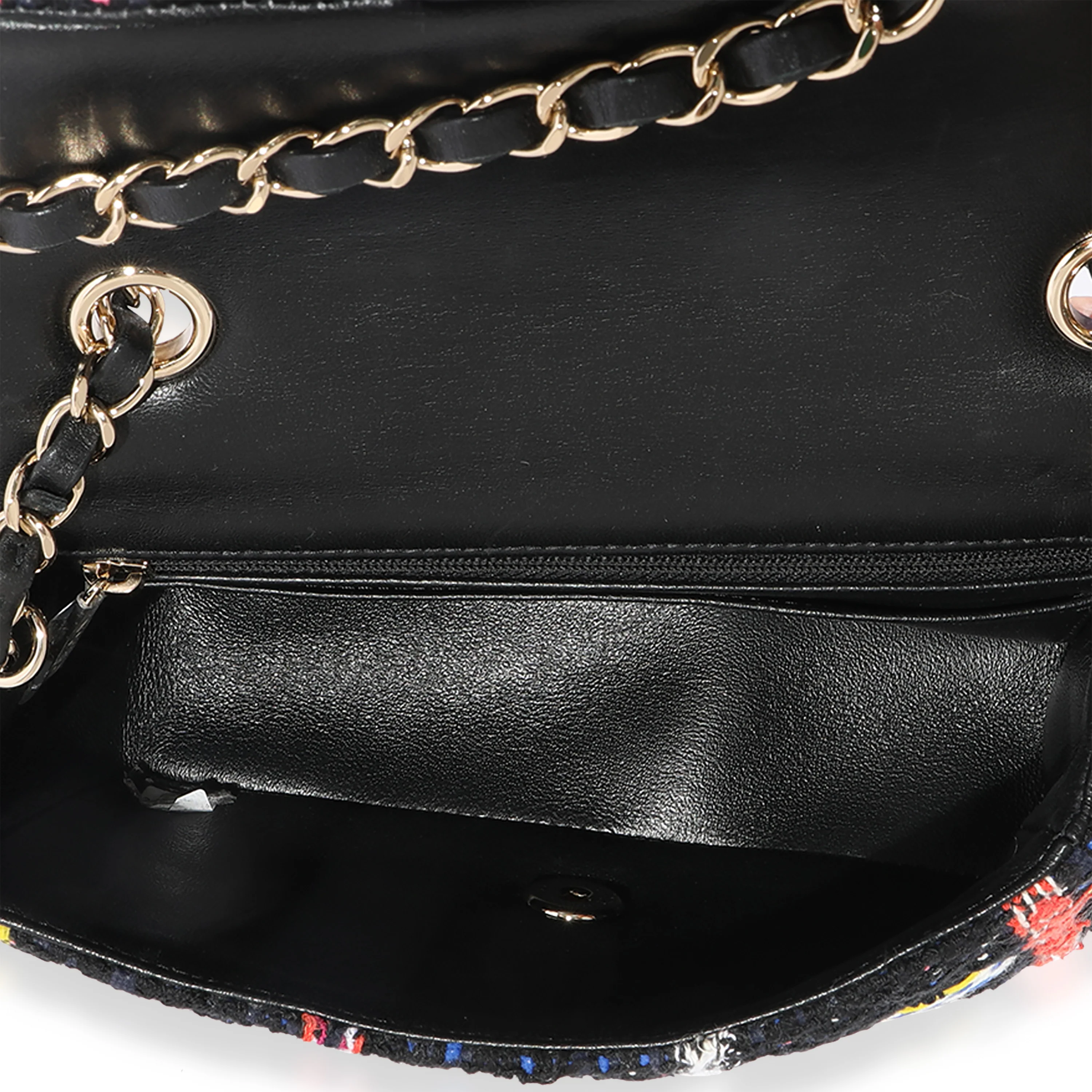 Black Multicolor Tweed Mini Rectangular Flap Bag - Image 8