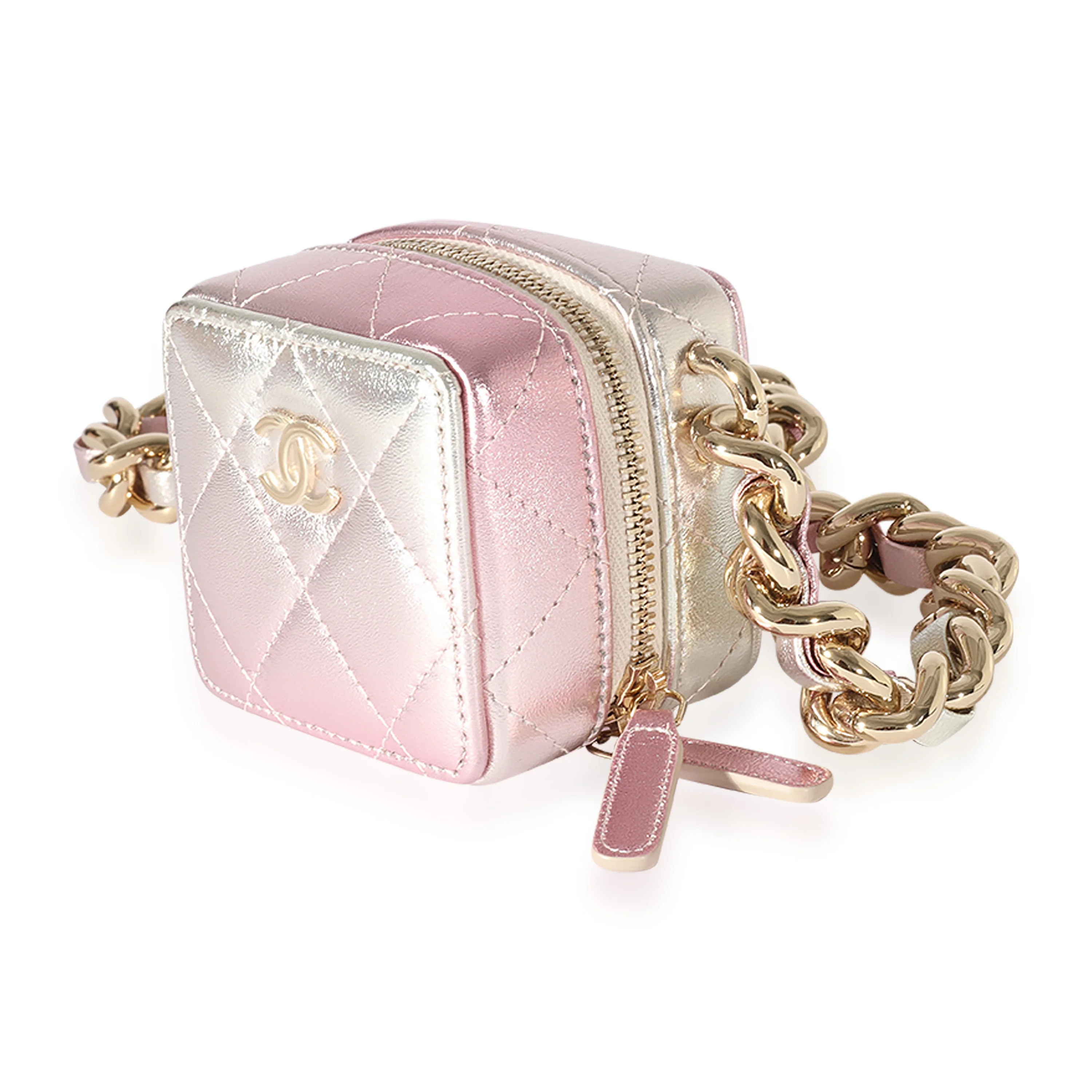 Chanel Metallic Lambskin Quilted Coco Punk Clutch With Chain - Image 2