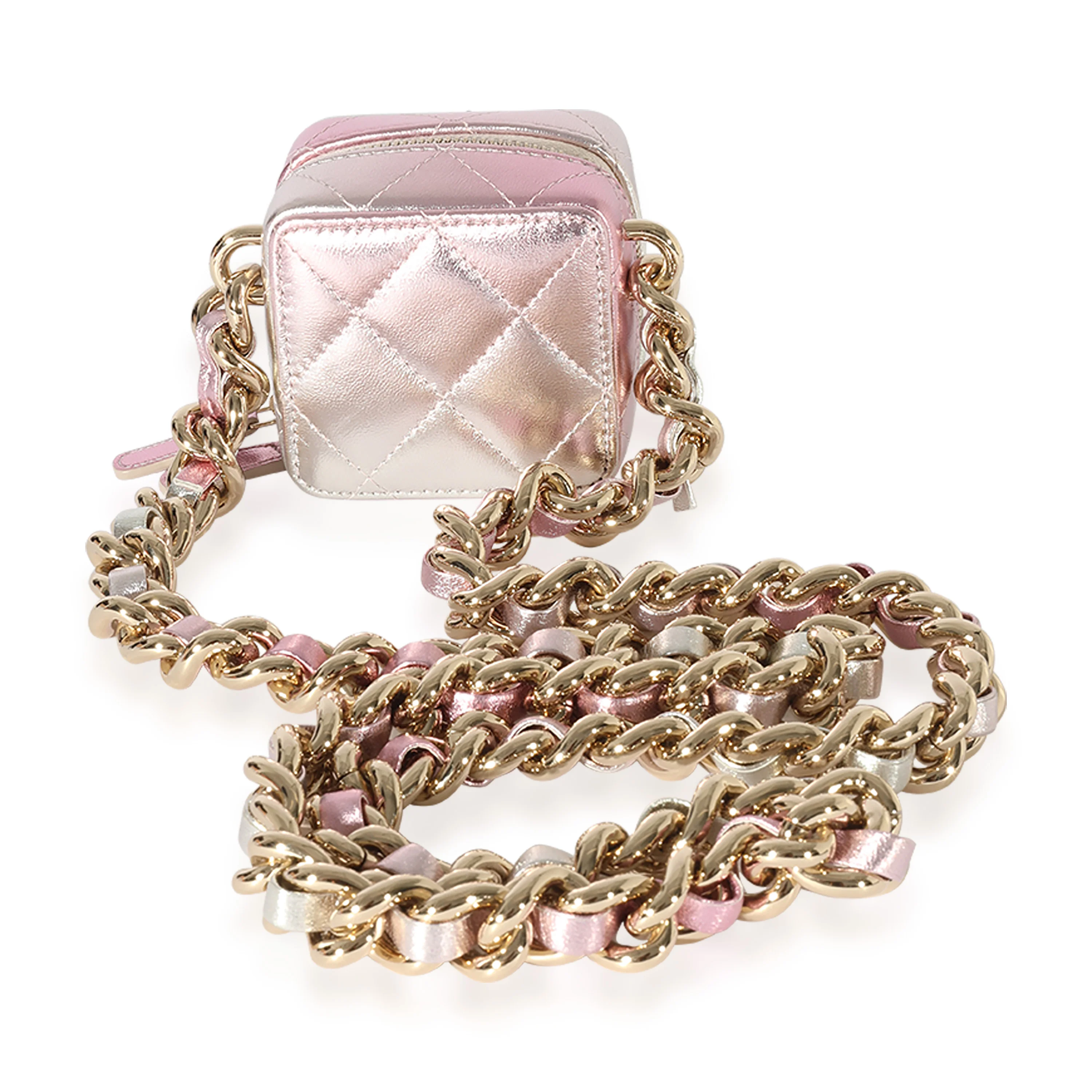 Chanel Metallic Lambskin Quilted Coco Punk Clutch With Chain - Image 3