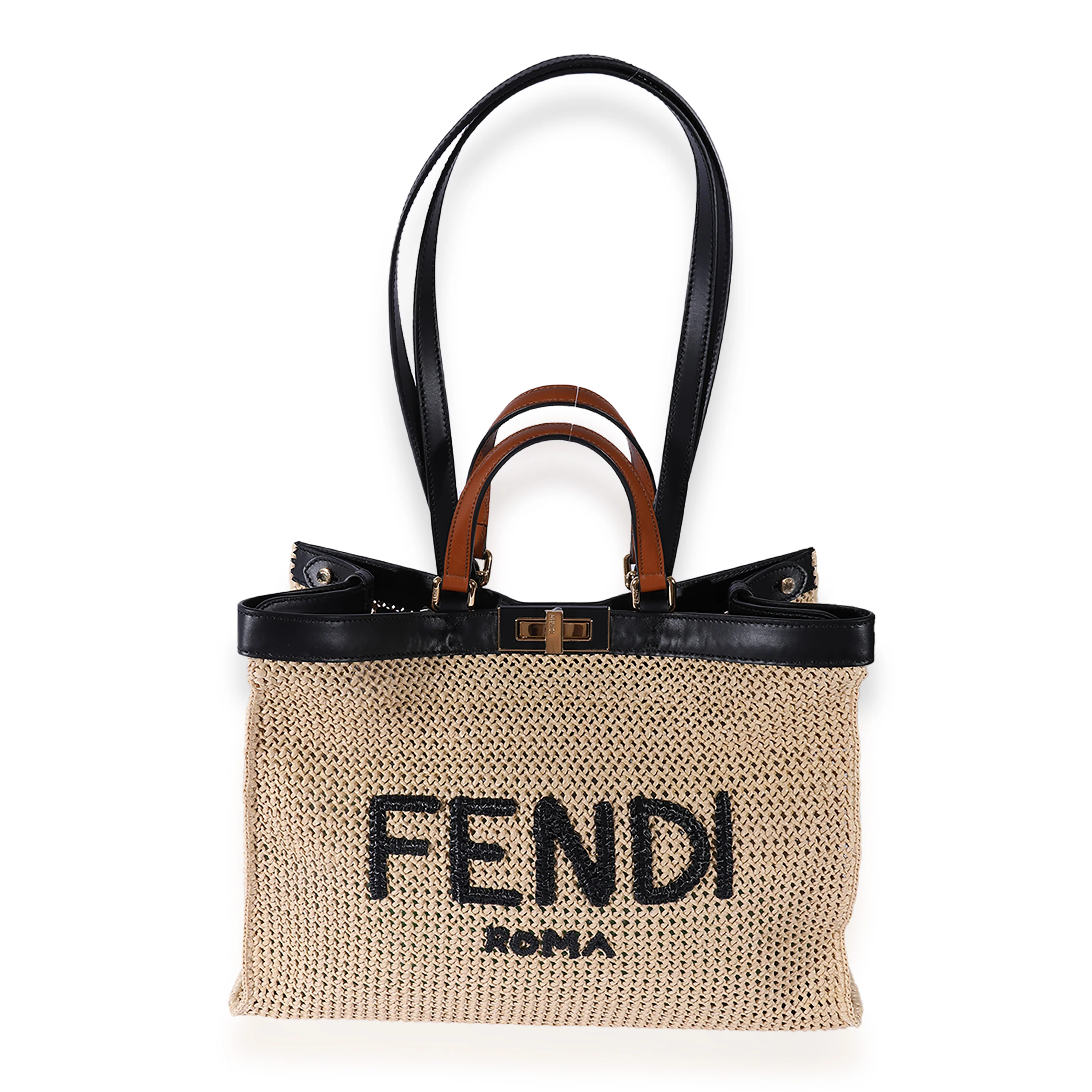 Fendi Raffia Vitello Macrame Large Peekaboo X-Tote - Image 8