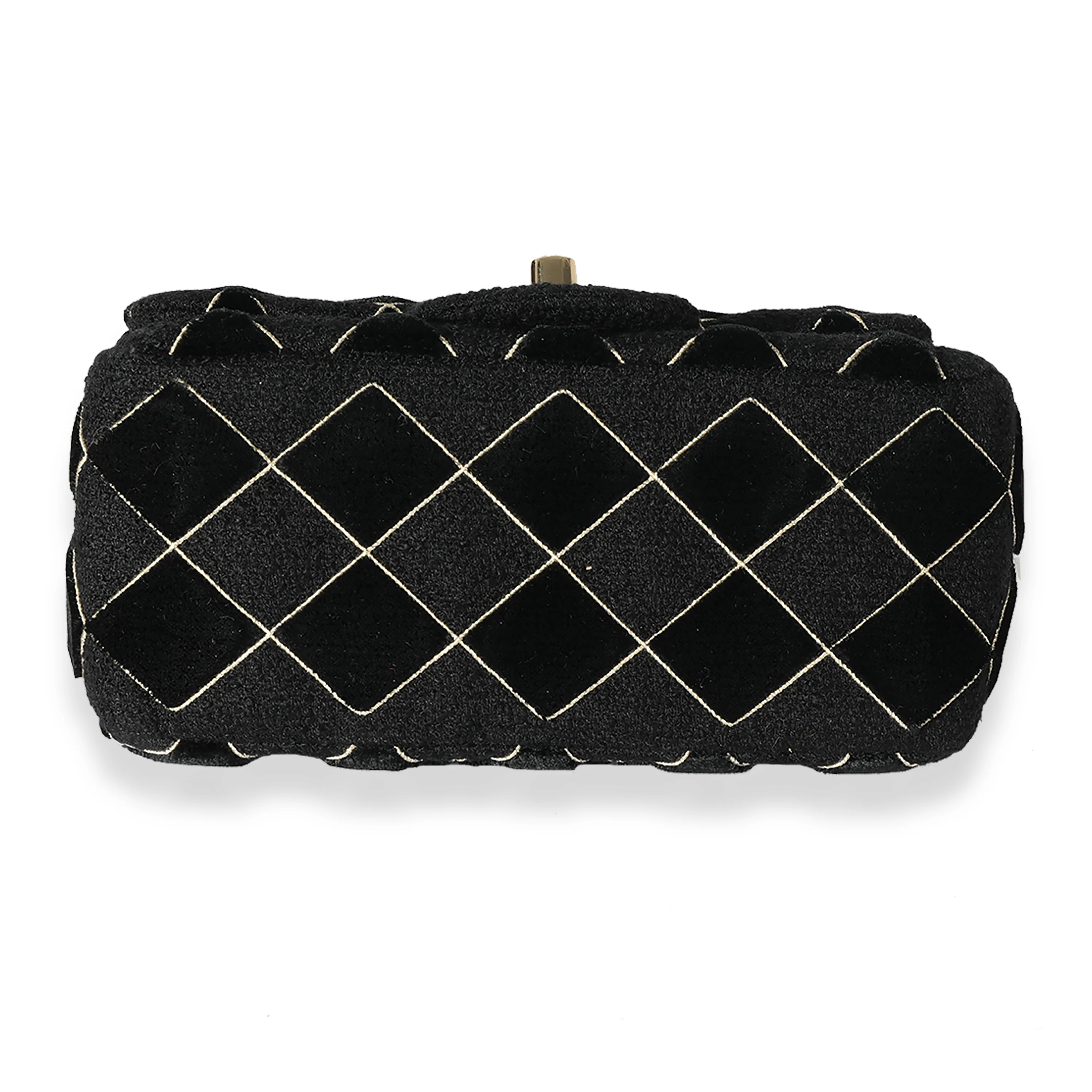 Chanel Black Velvet & Tweed Diamond Stitch Square Mini Flap Bag - Image 5