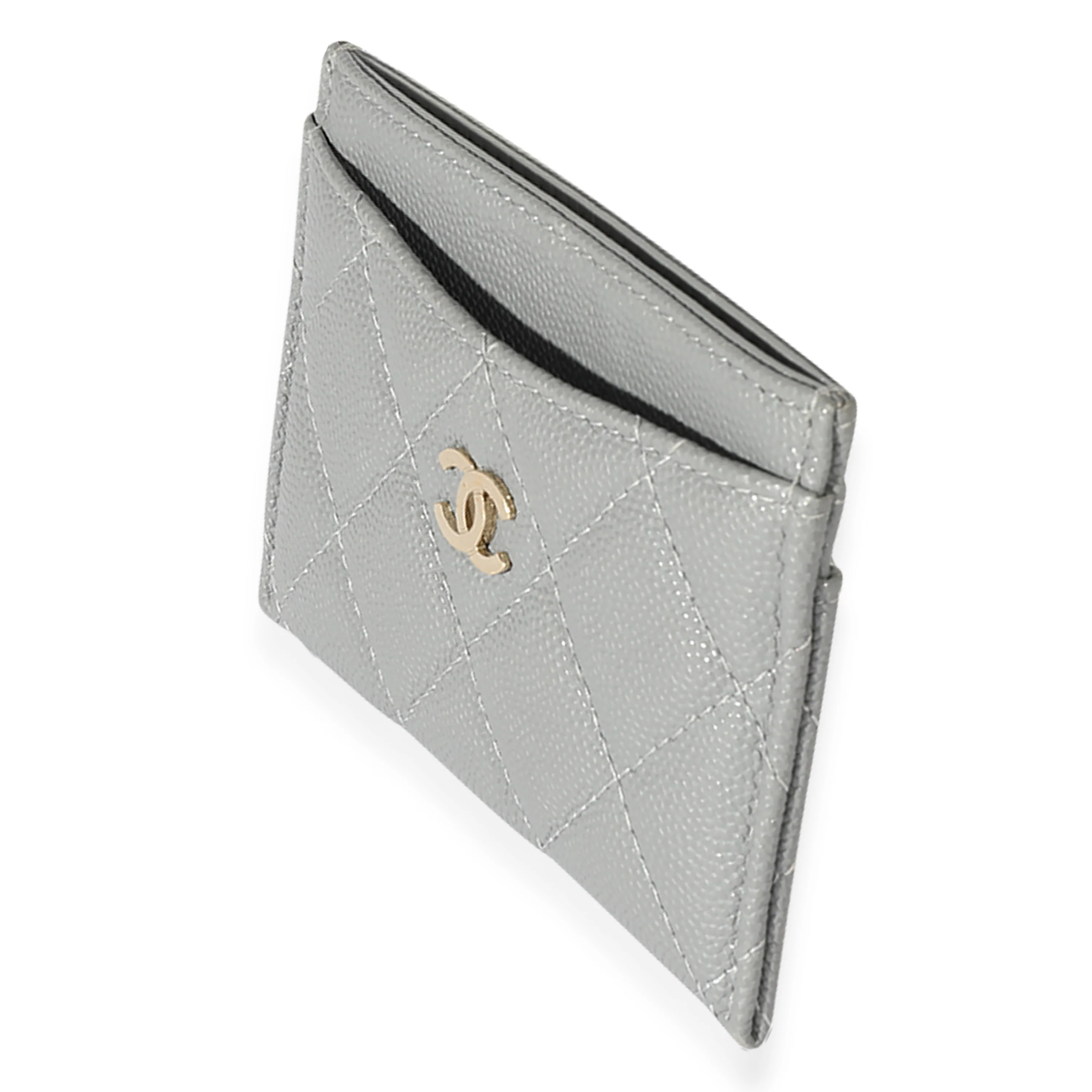 Chanel CC Caviar Grey Classic Card Holder - Image 2