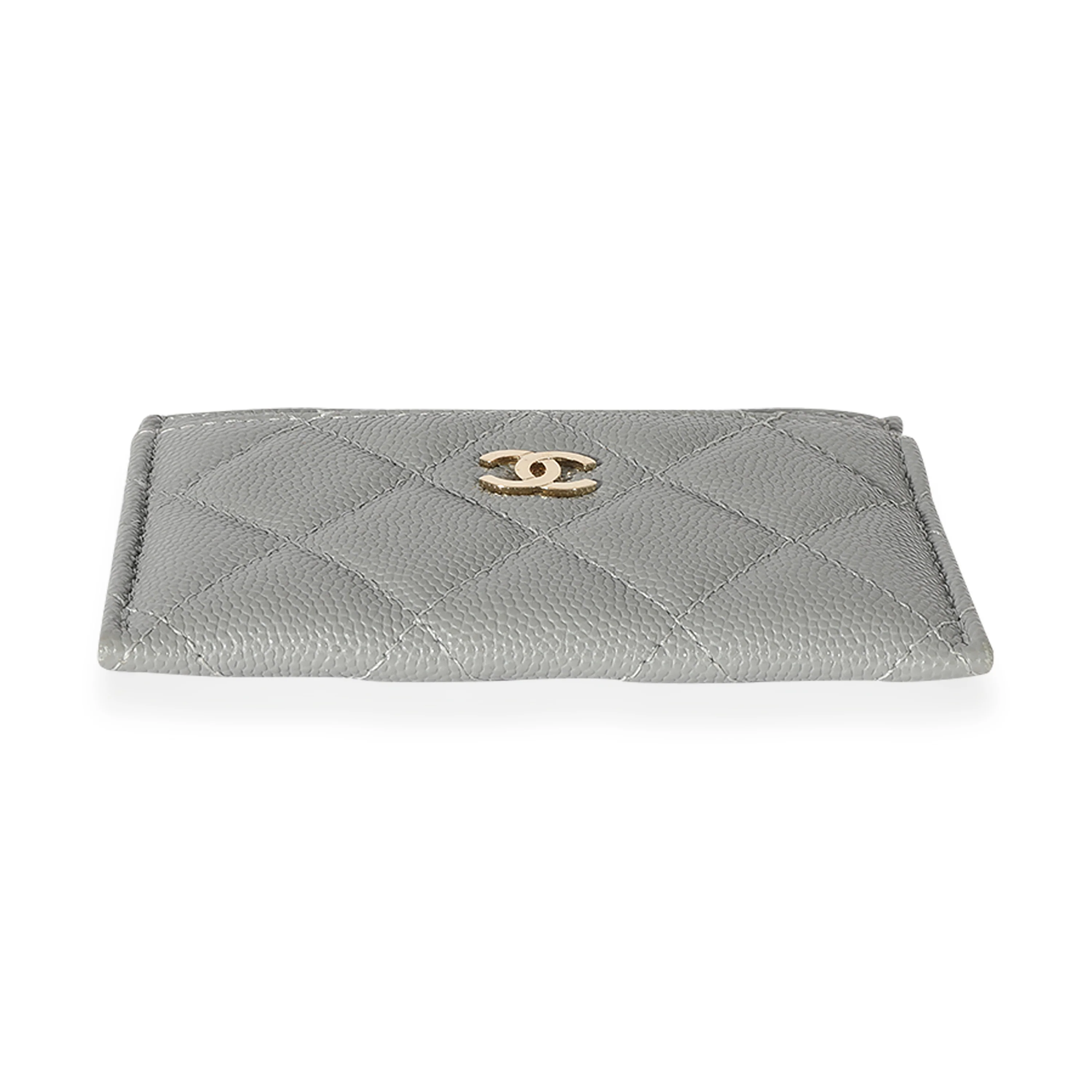 Chanel CC Caviar Grey Classic Card Holder - Image 5