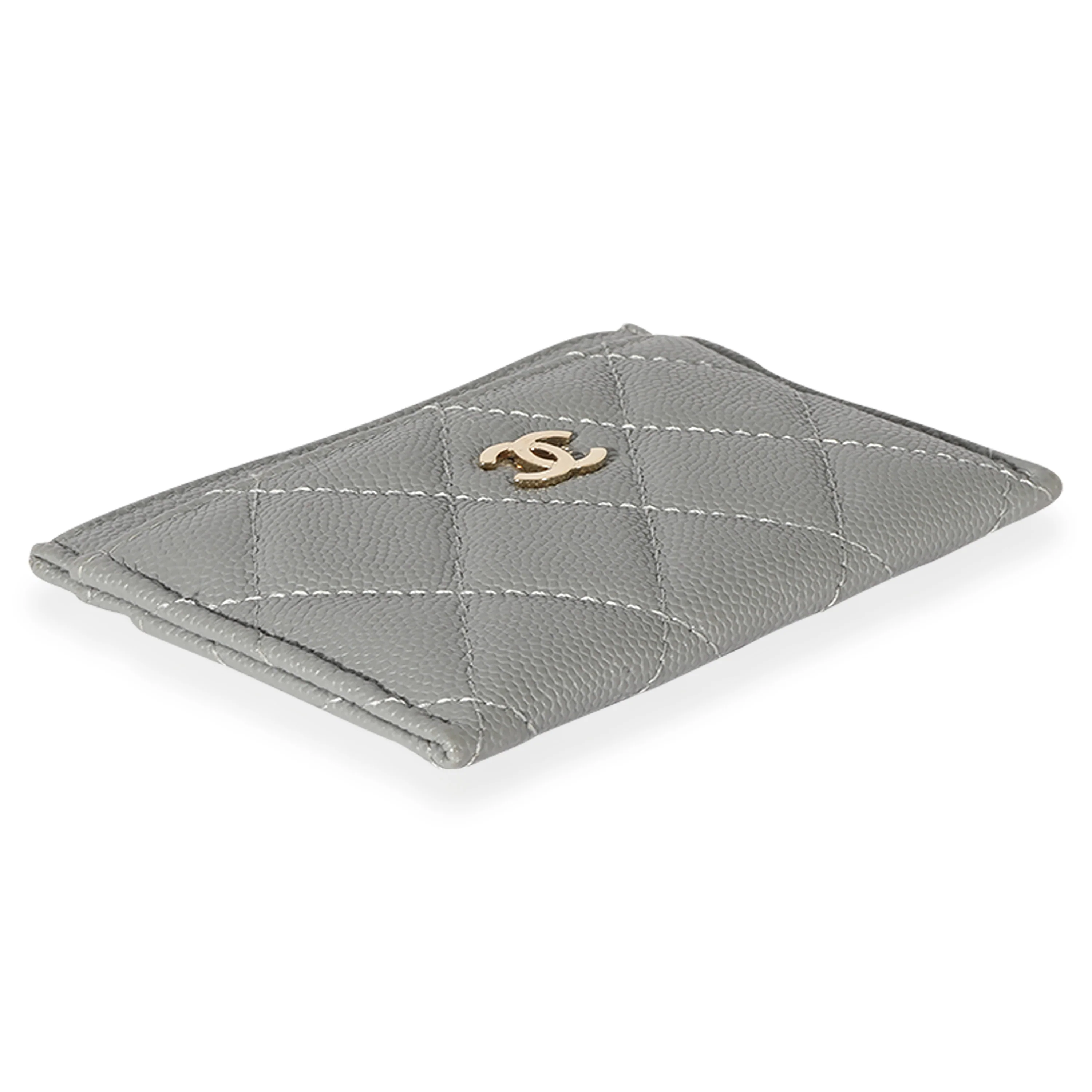 Chanel CC Caviar Grey Classic Card Holder - Image 6