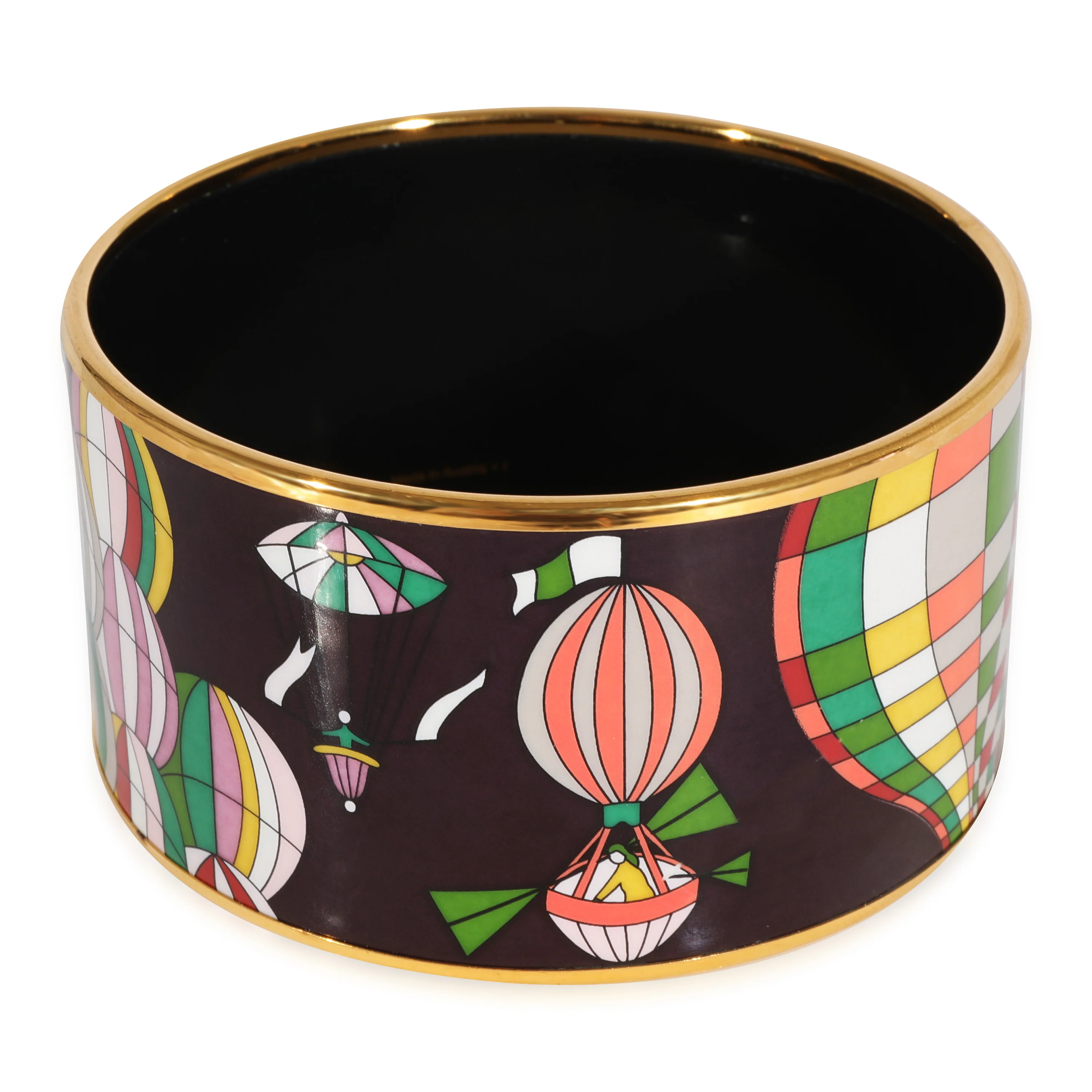 Hermes Plated Extra Wide Les Folies du Ciel Eggplant Color Enamel Bangle (67MM) - Image 2