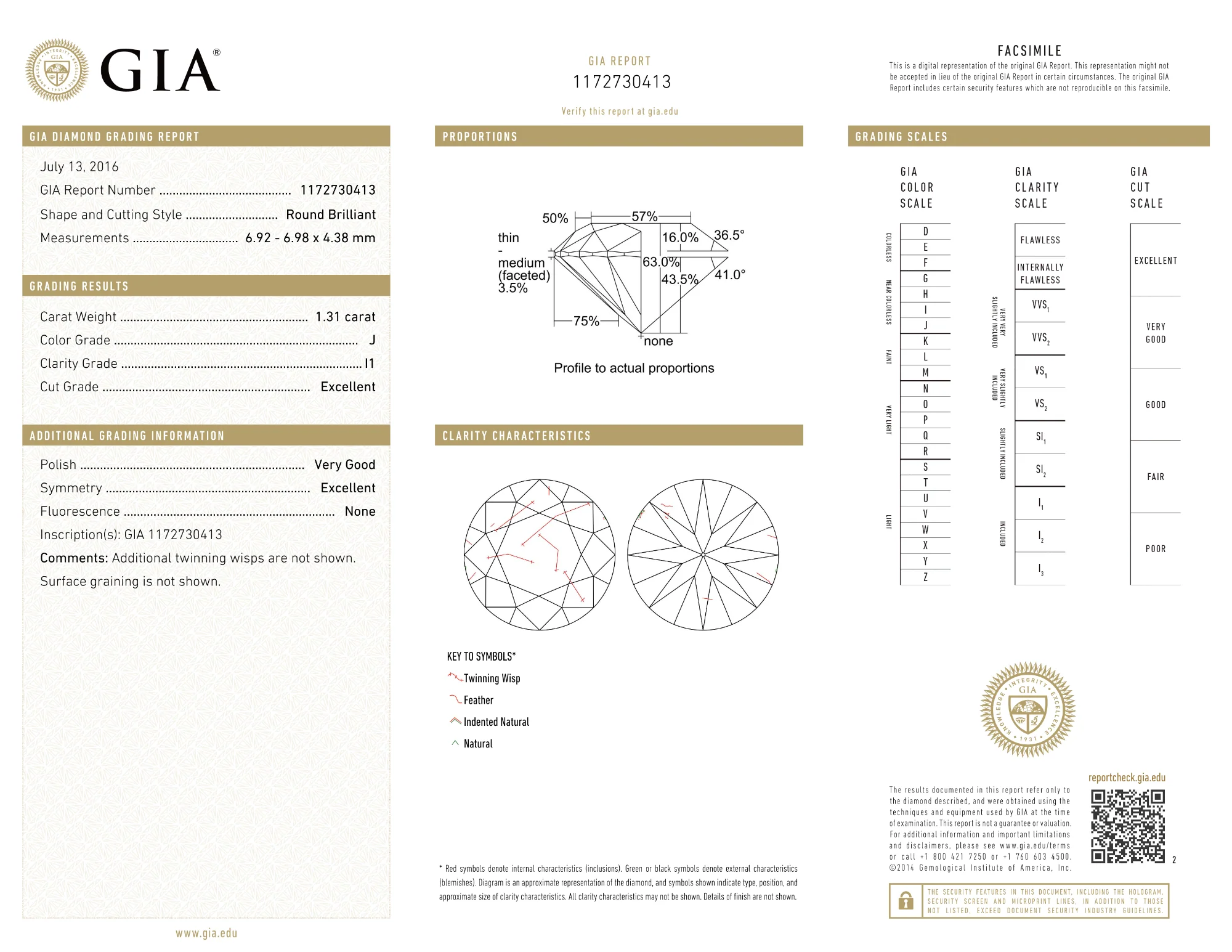 GIA Certified 1.31 Ct Round cut J I1 Loose Diamond - Image 2