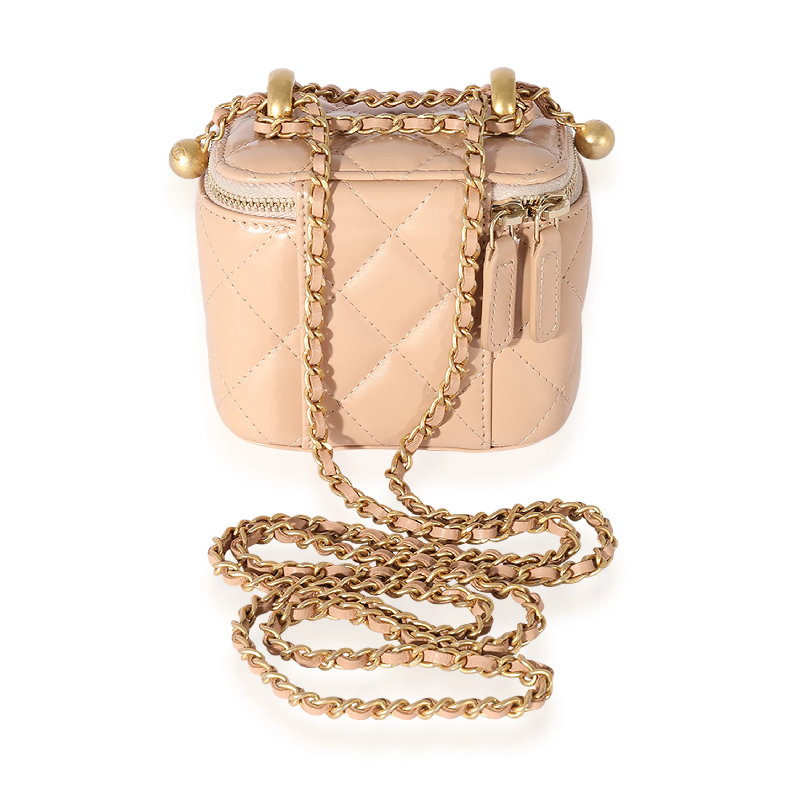 Chanel Pink Quilted Lambskin Pearl Crush Mini Vanity Case - Image 3