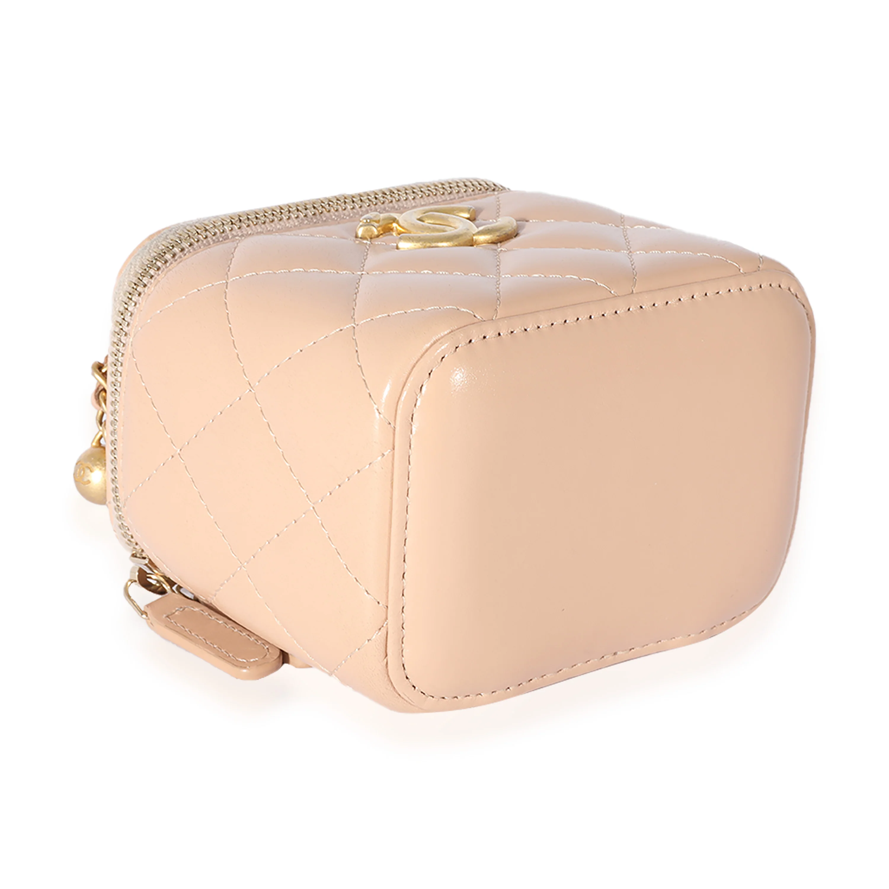 Chanel Pink Quilted Lambskin Pearl Crush Mini Vanity Case - Image 6
