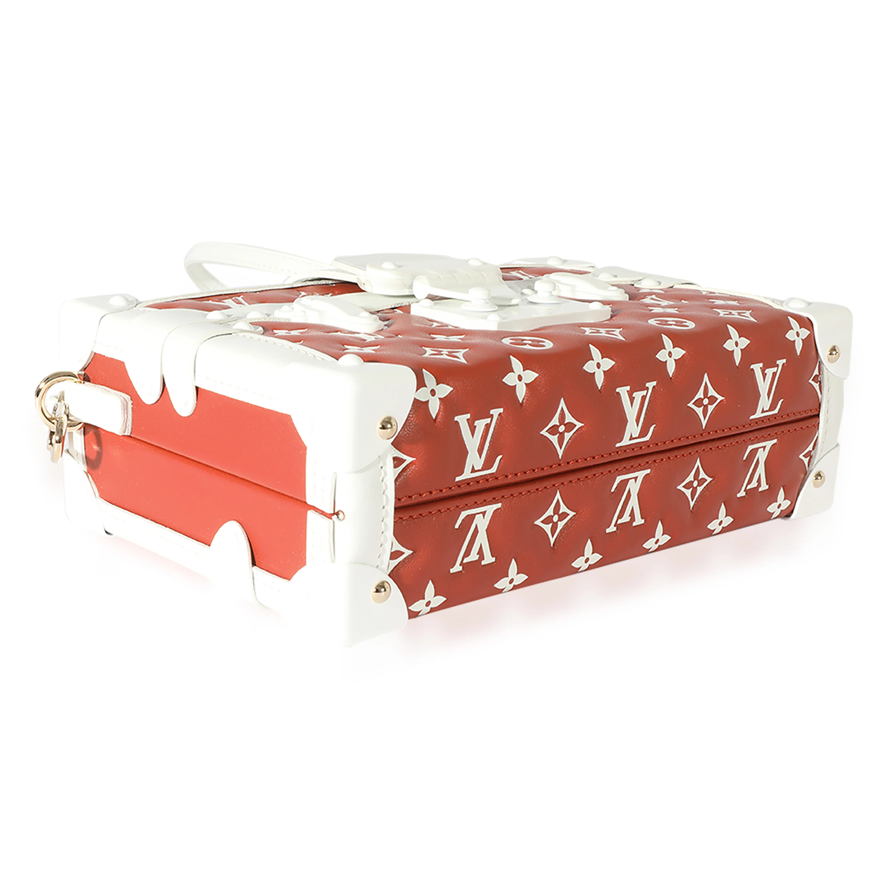 Terracotta & White Monogram Embossed Lambskin Petite Malle - Image 6