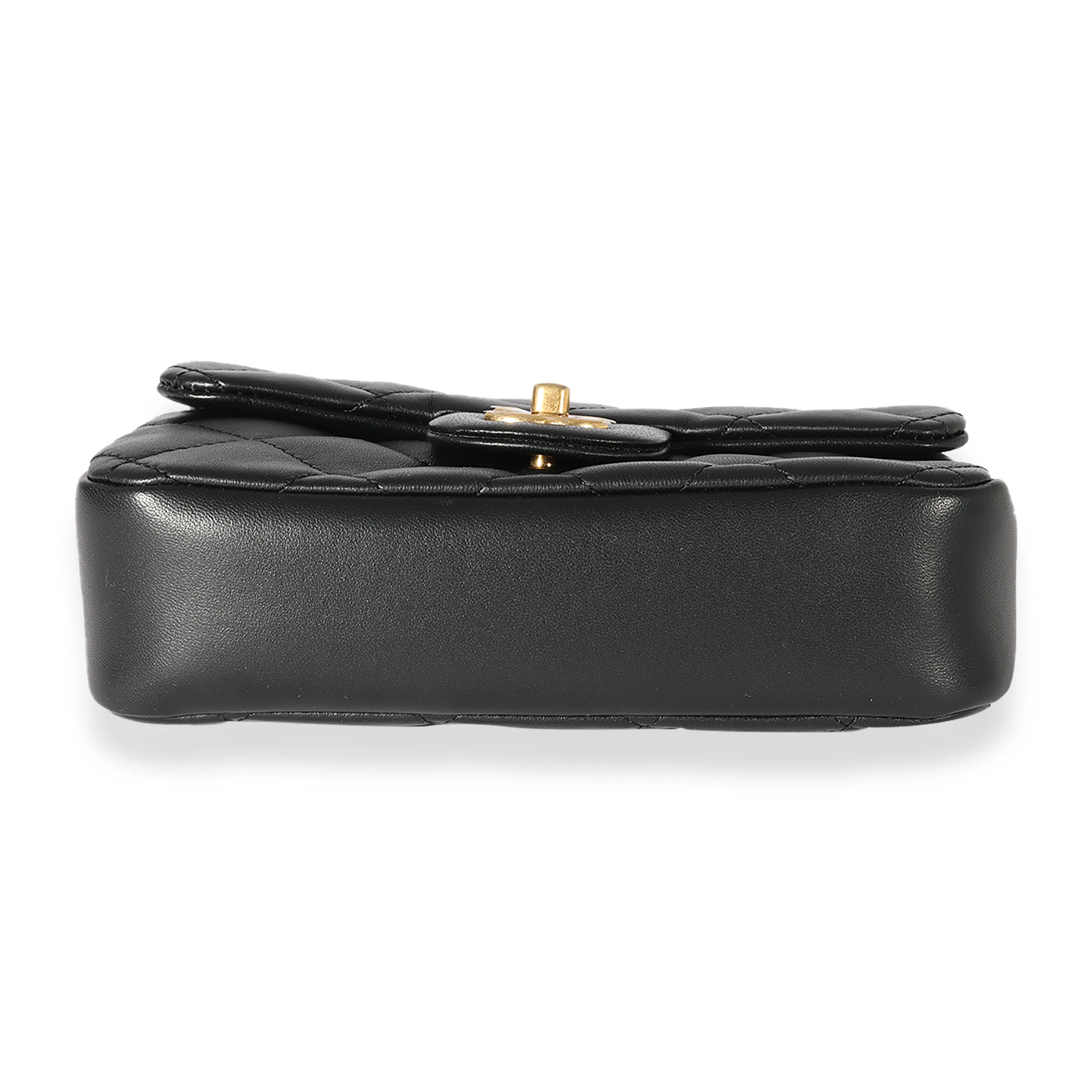 Black Quilted Lambskin Mini Flap Bag - Image 5