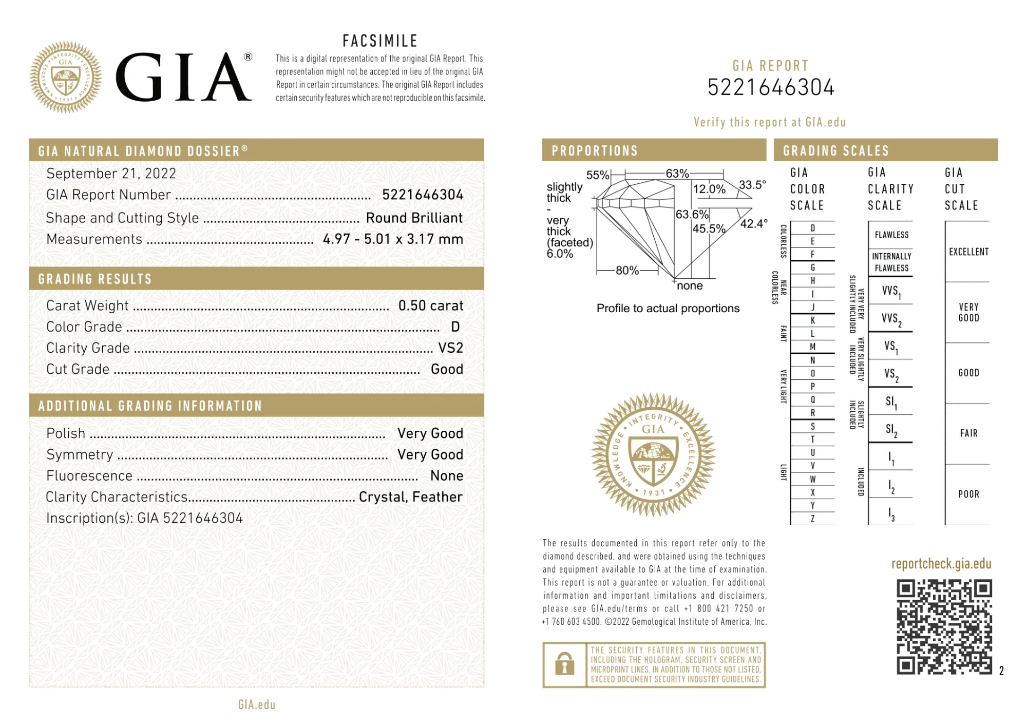 GIA Certified 0.50 Ct Round cut D VS2 Loose Diamond - Image 2