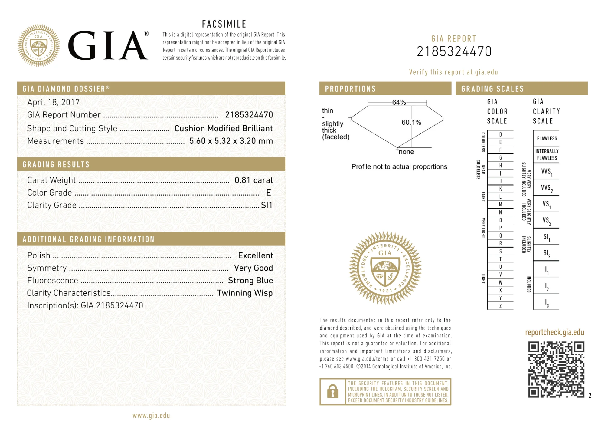 GIA Certified 0.81 Ct Cushion cut E SI1 Loose Diamond - Image 2