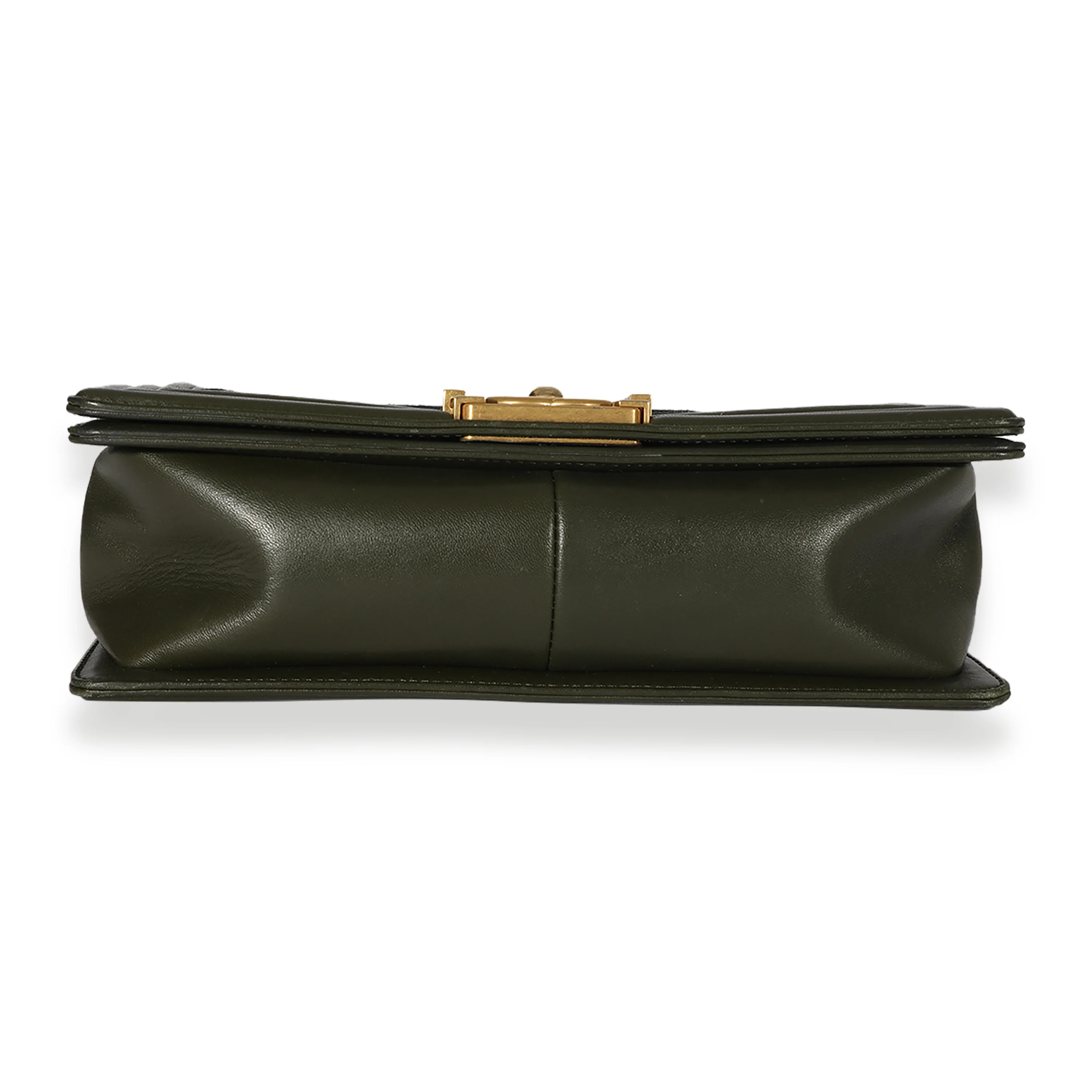 Khaki and Black Lambskin Braided Chevron Medium Boy Bag - Image 5