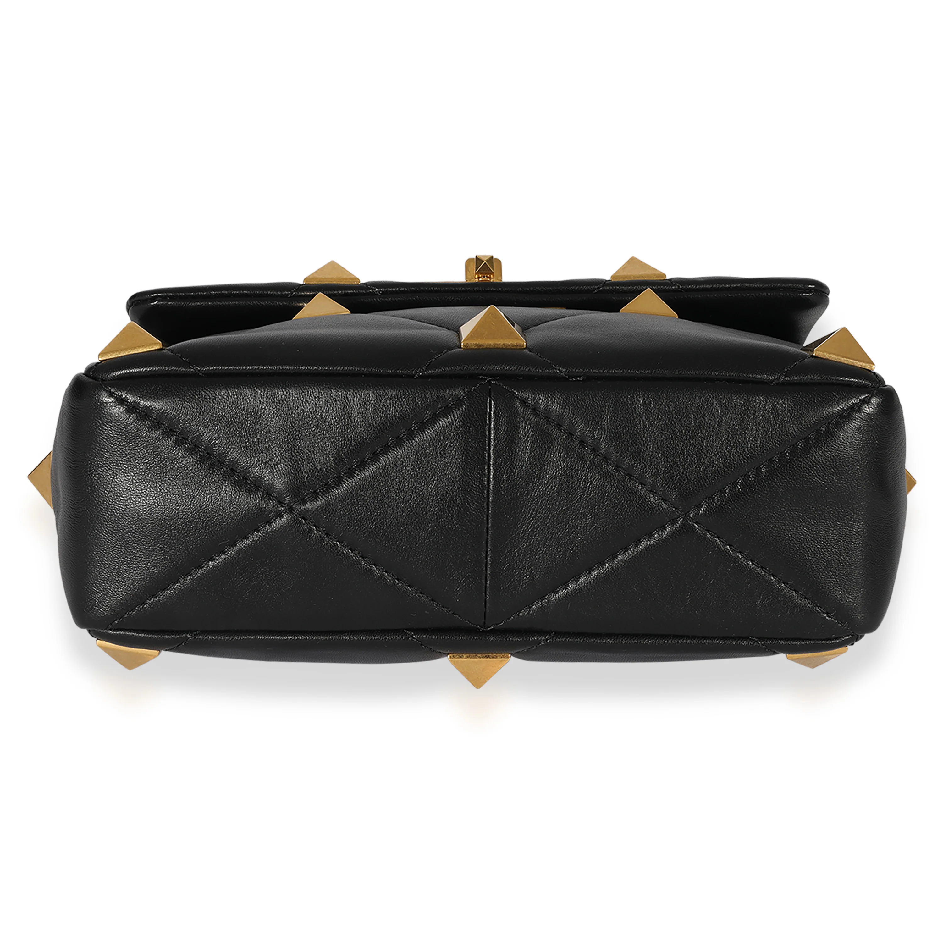 Valentino Black Leather Medium Roman Stud Shoulder Bag - Image 5