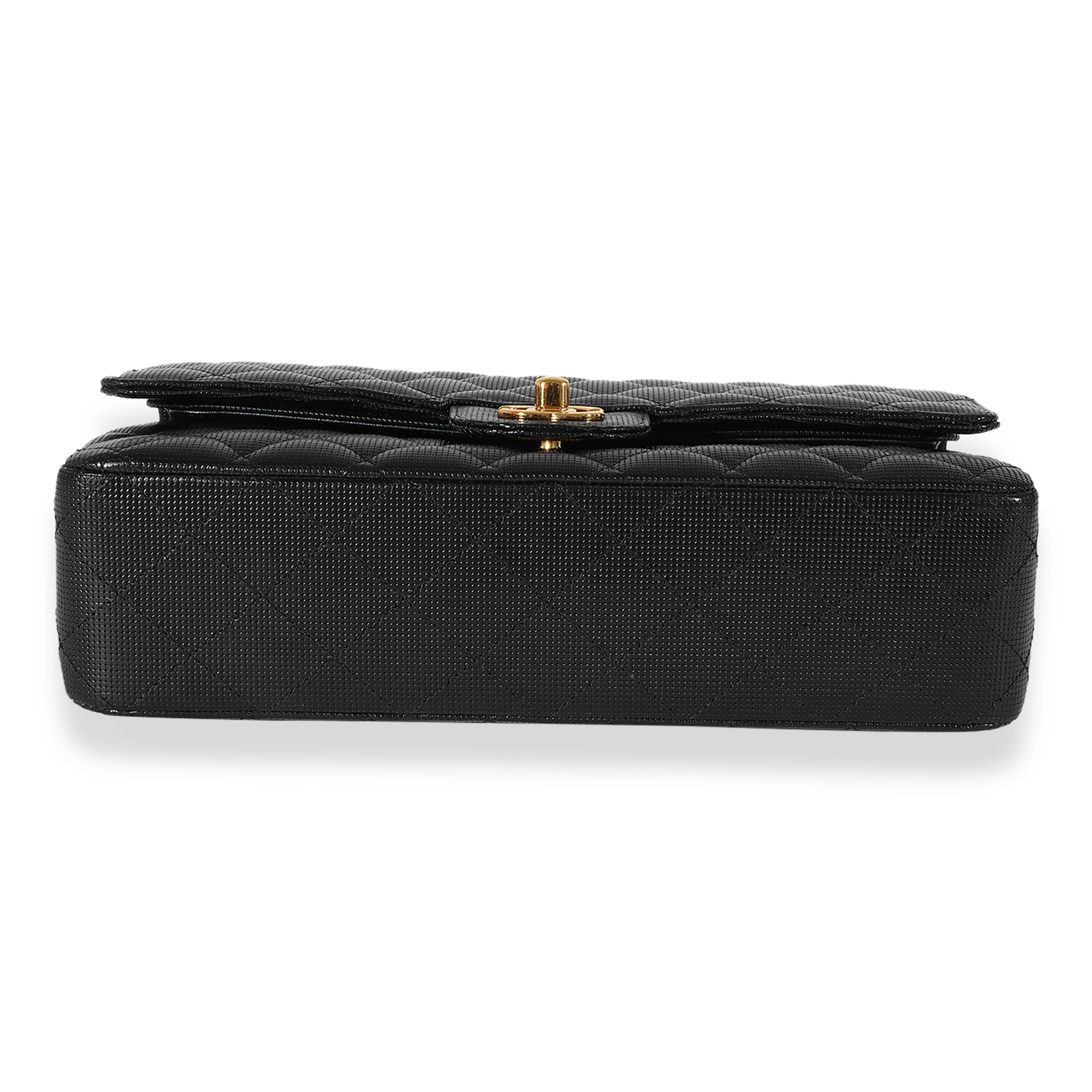 Black Quilted Perforated Lambskin Medium Classic Double Flap Bag - Image 5