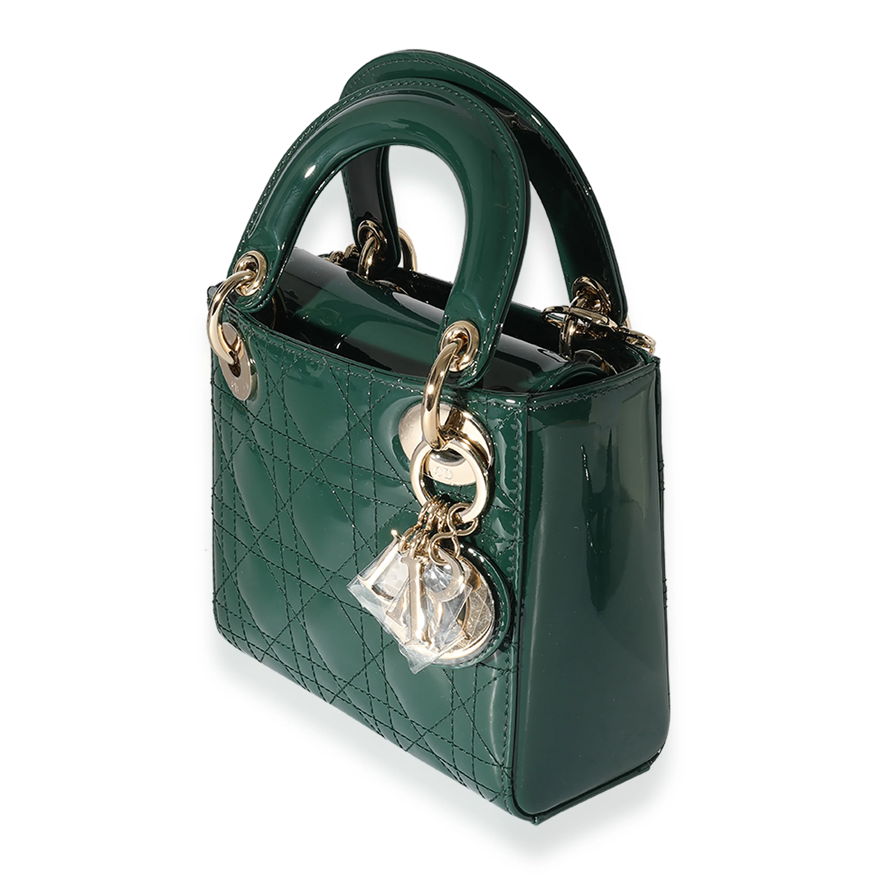 Dior Green Patent Leather Mini Lady Dior - Image 2