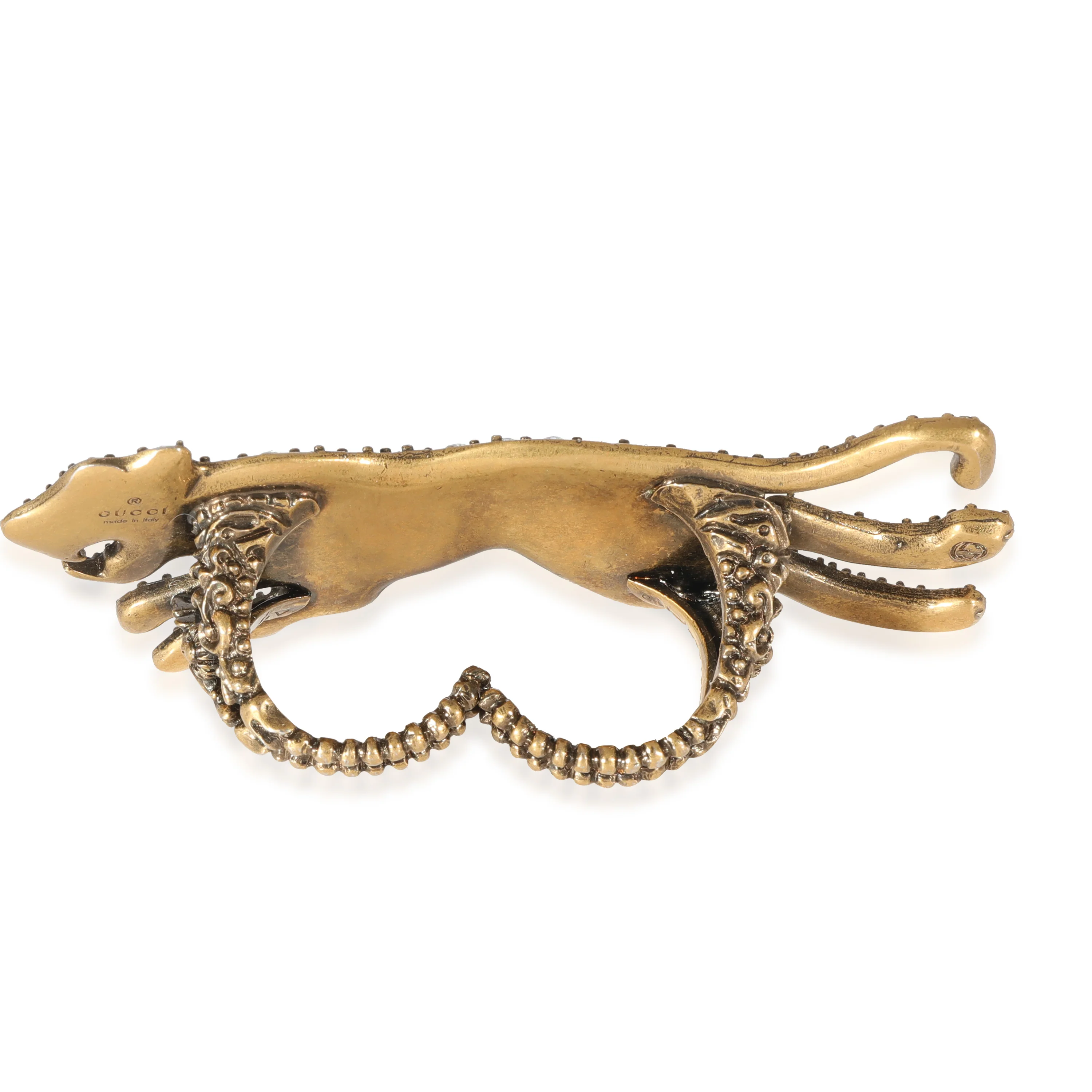 Gucci Crystal Panther Double Finger Cocktail Ring - Image 3