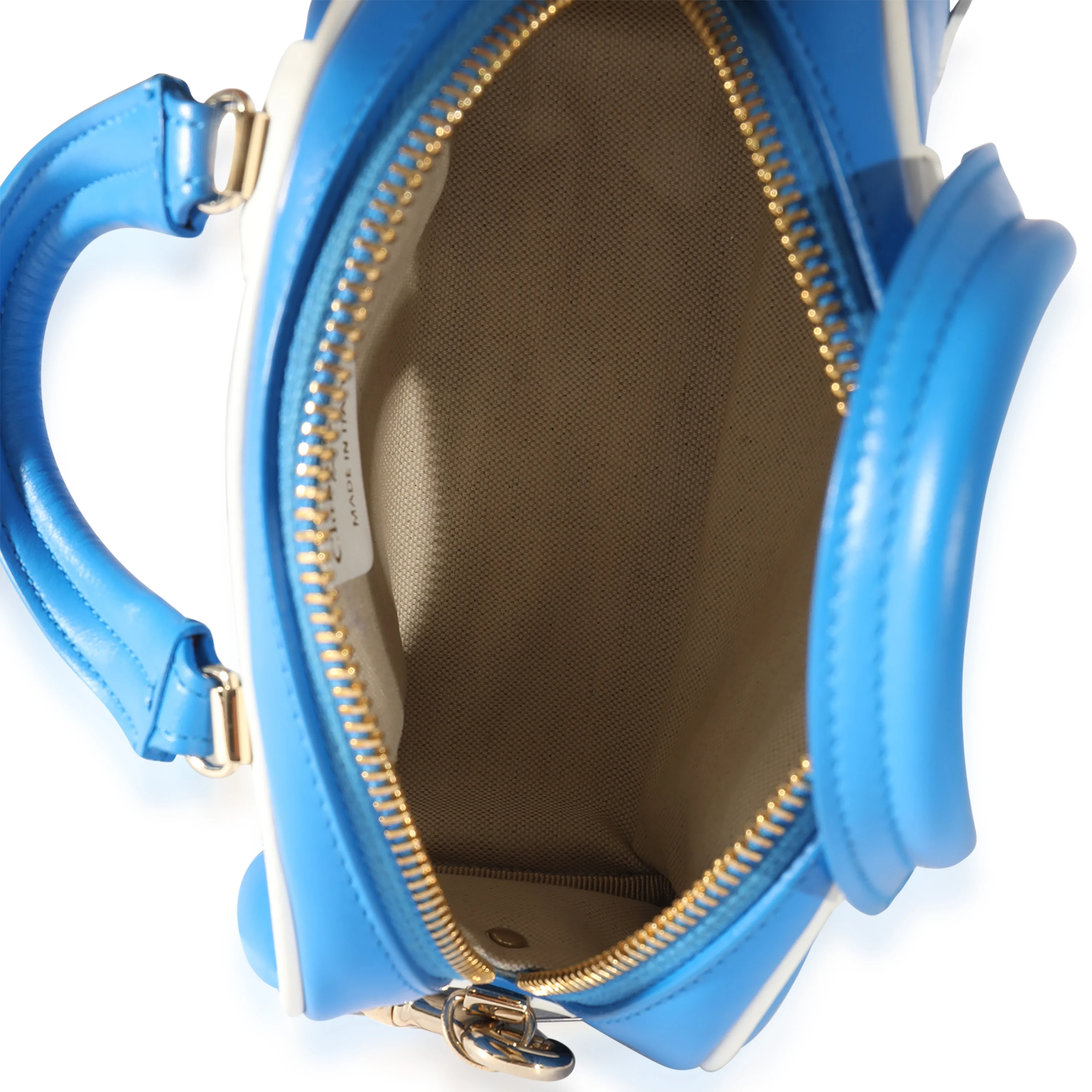 Dior Blue & White Smooth Calfskin Micro Vibe Zip Bowling Bag - Image 8