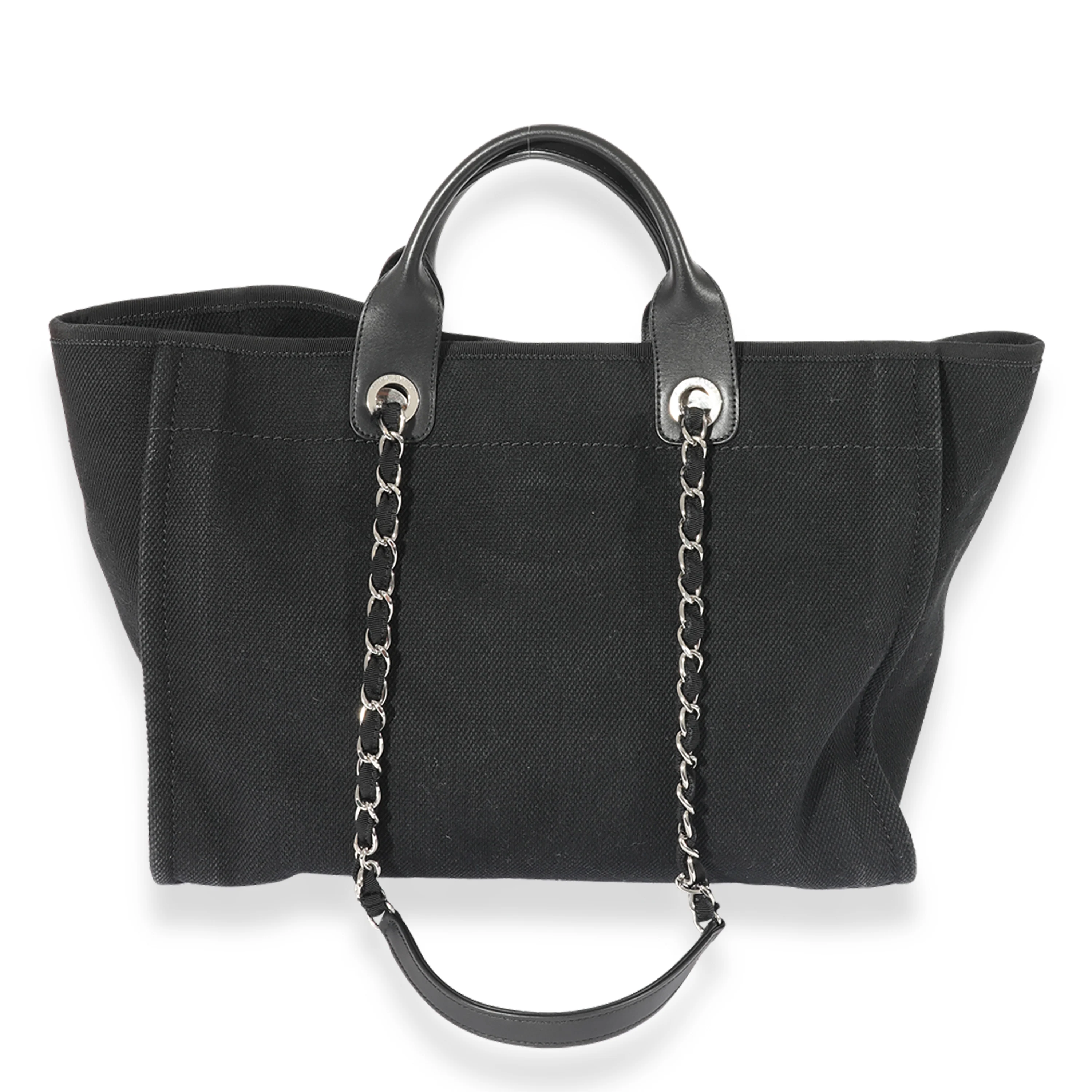 Chanel Black Canvas Pearl Large Deauville Tote - Image 3