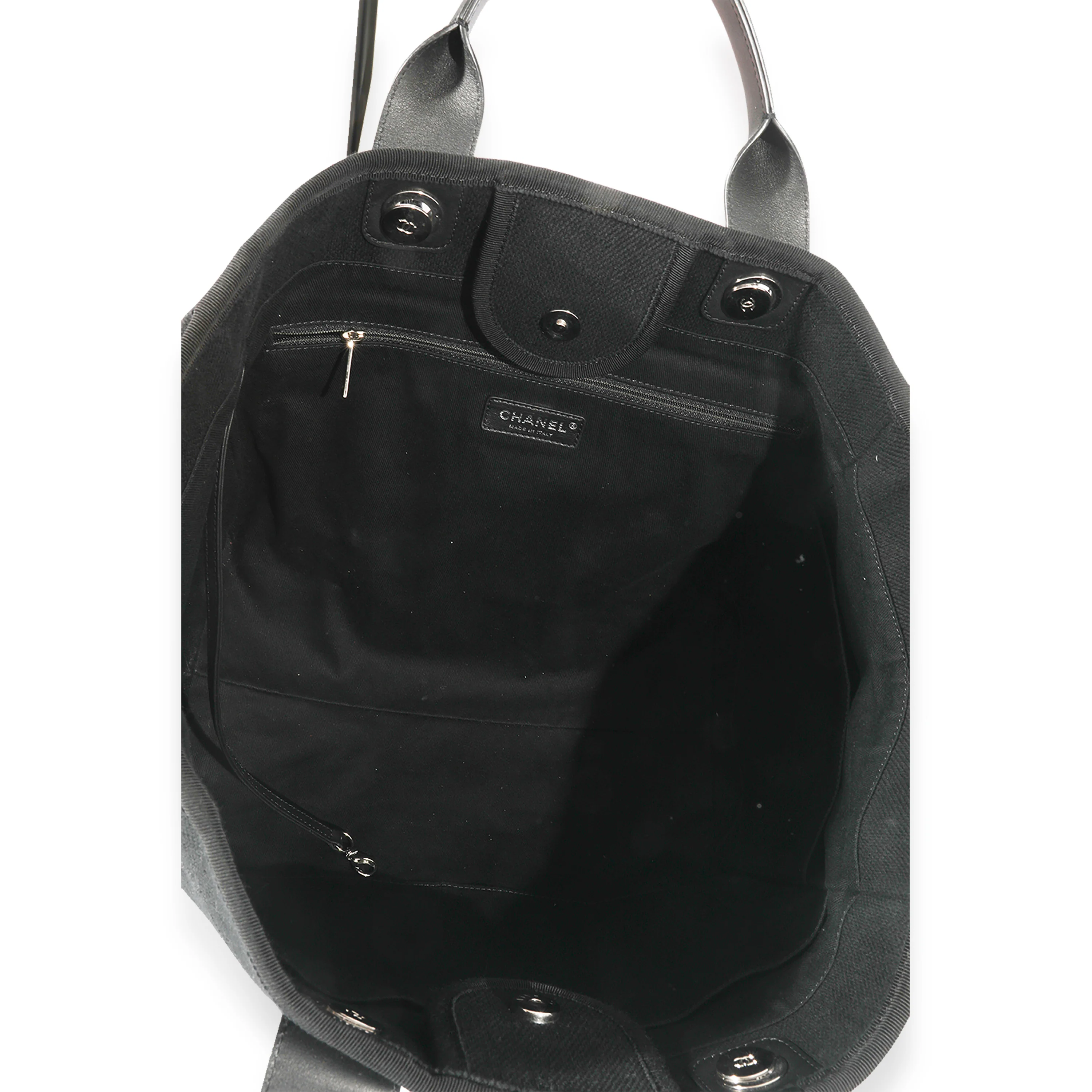 Chanel Black Canvas Pearl Large Deauville Tote - Image 4