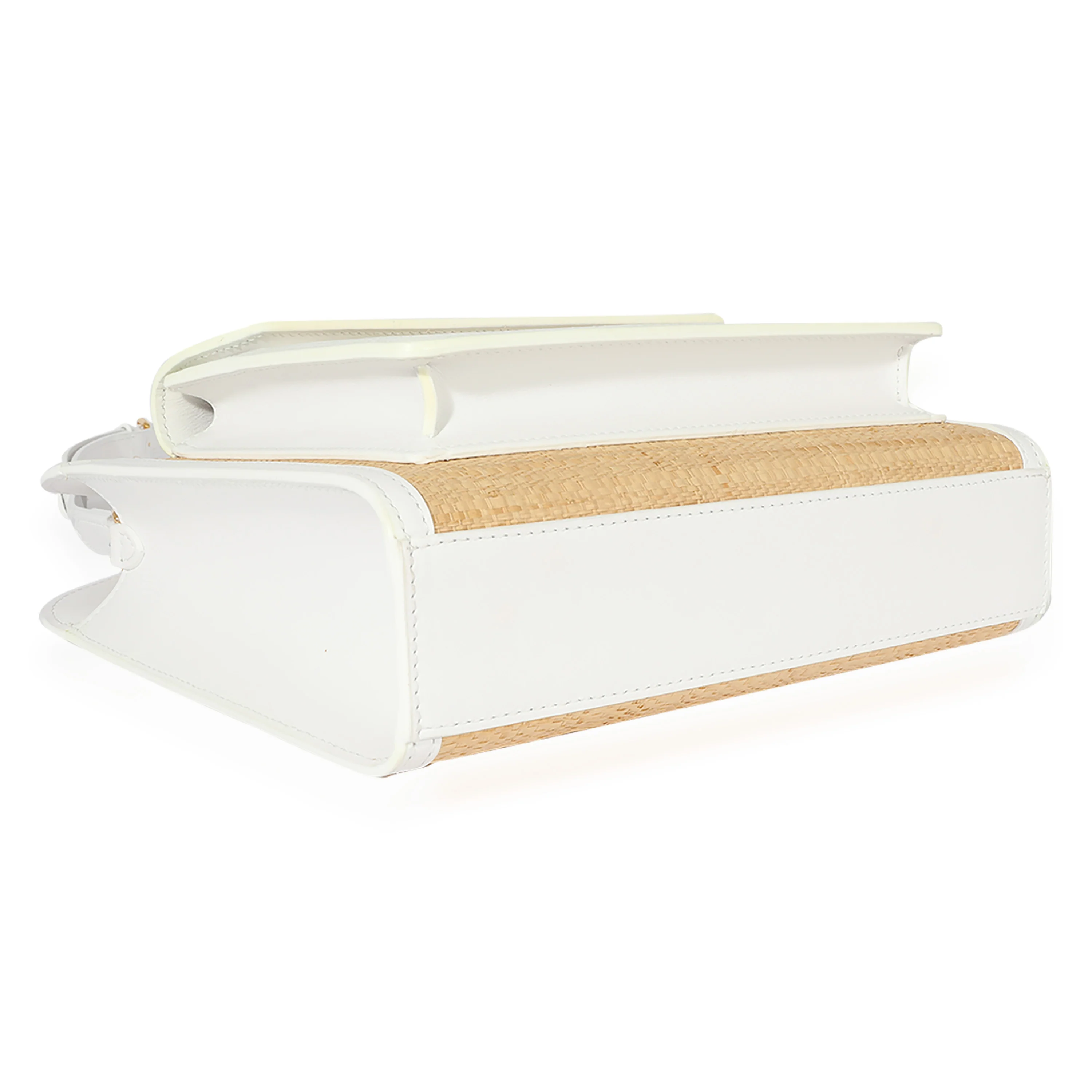 Burberry White Leather & Natural Raffia Mini Pocket Bag - Image 4