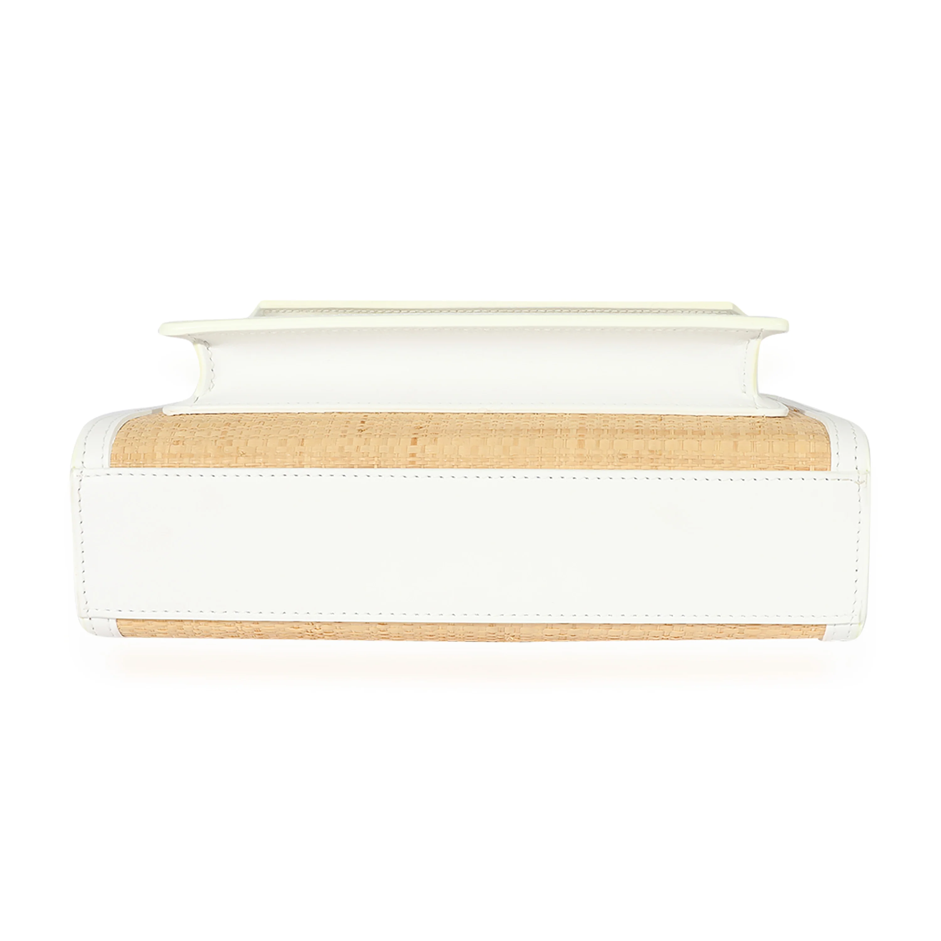 Burberry White Leather & Natural Raffia Mini Pocket Bag - Image 7