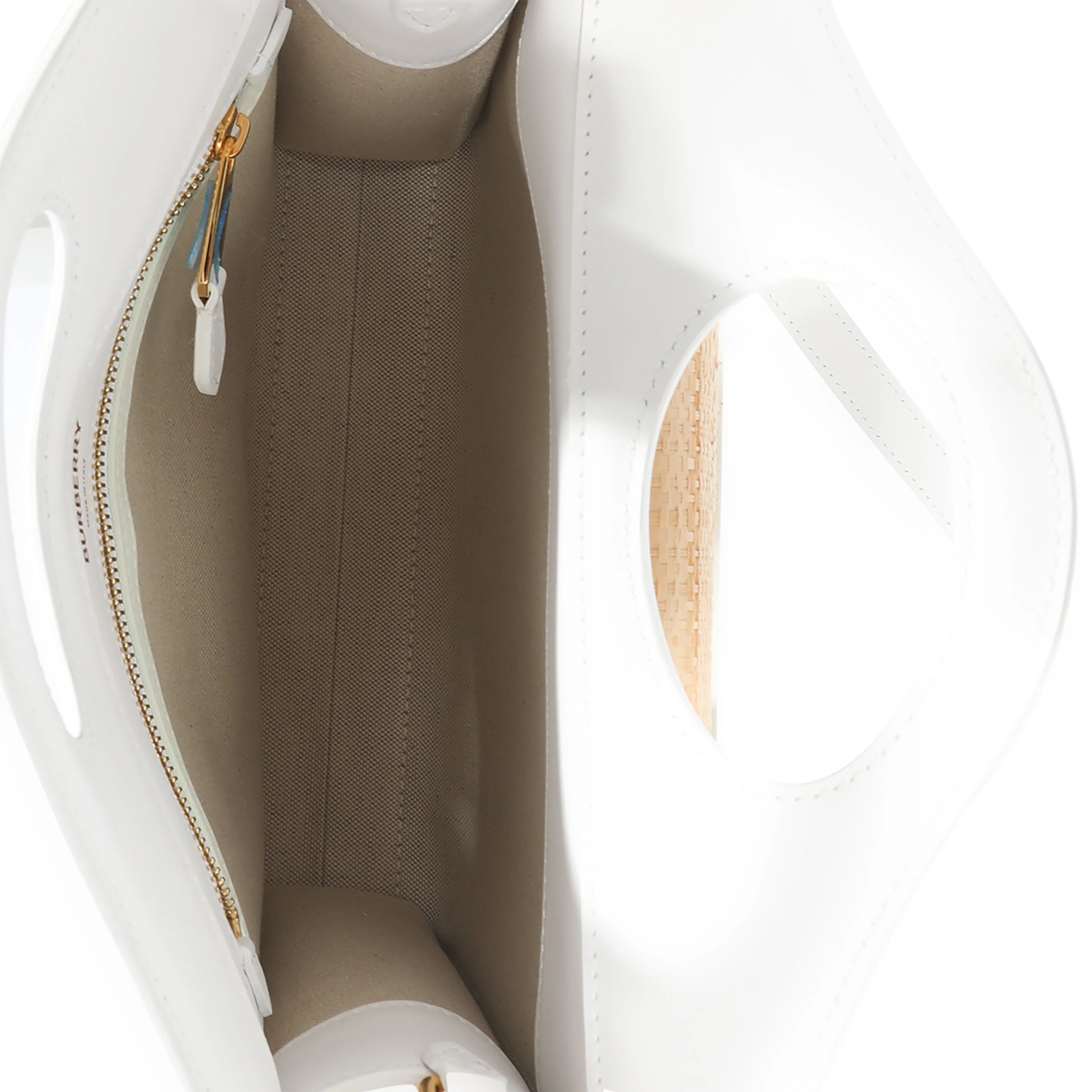 Burberry White Leather & Natural Raffia Mini Pocket Bag - Image 9