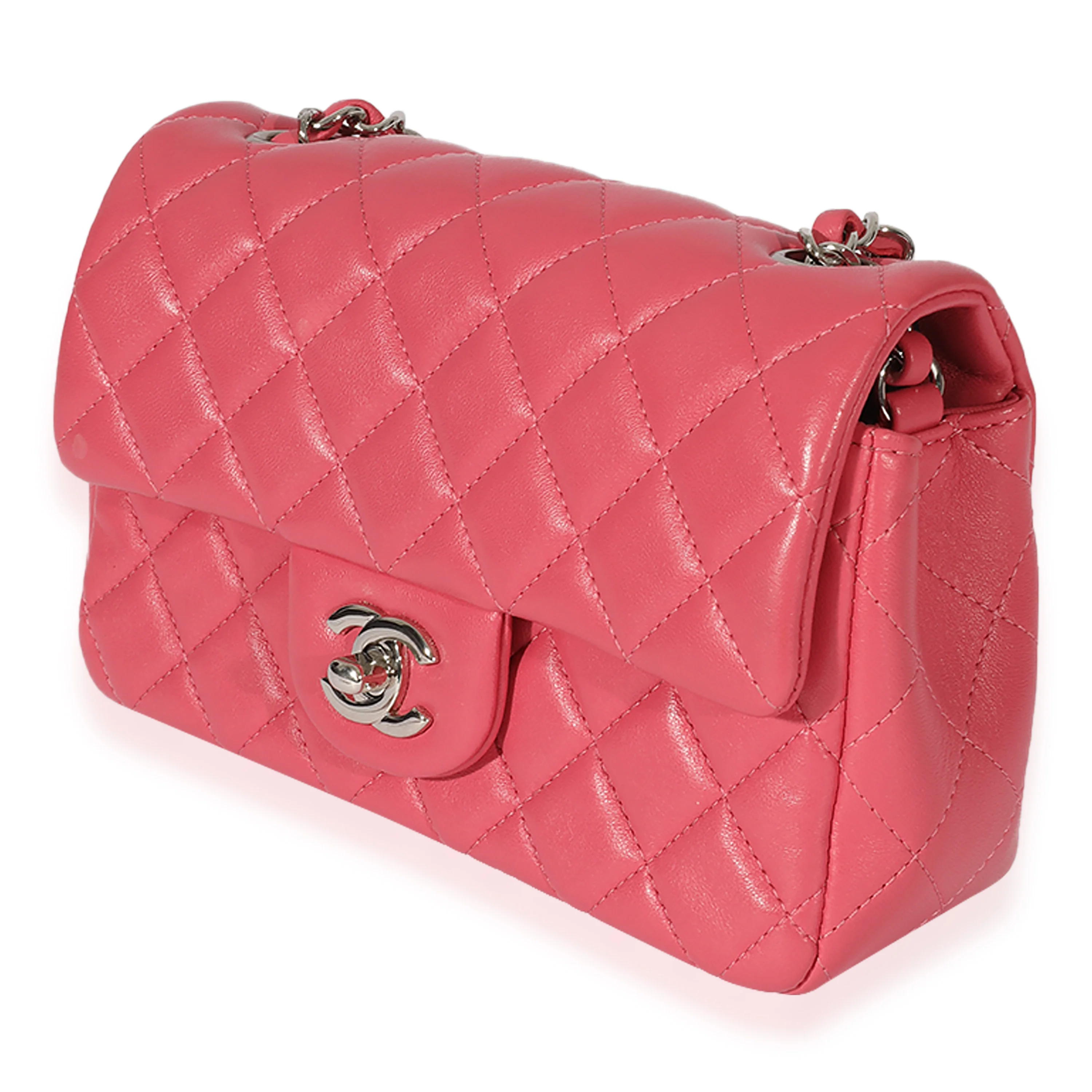 Chanel Pink Quilted Lambskin Mini Rectangular Classic Flap Bag - Image 2
