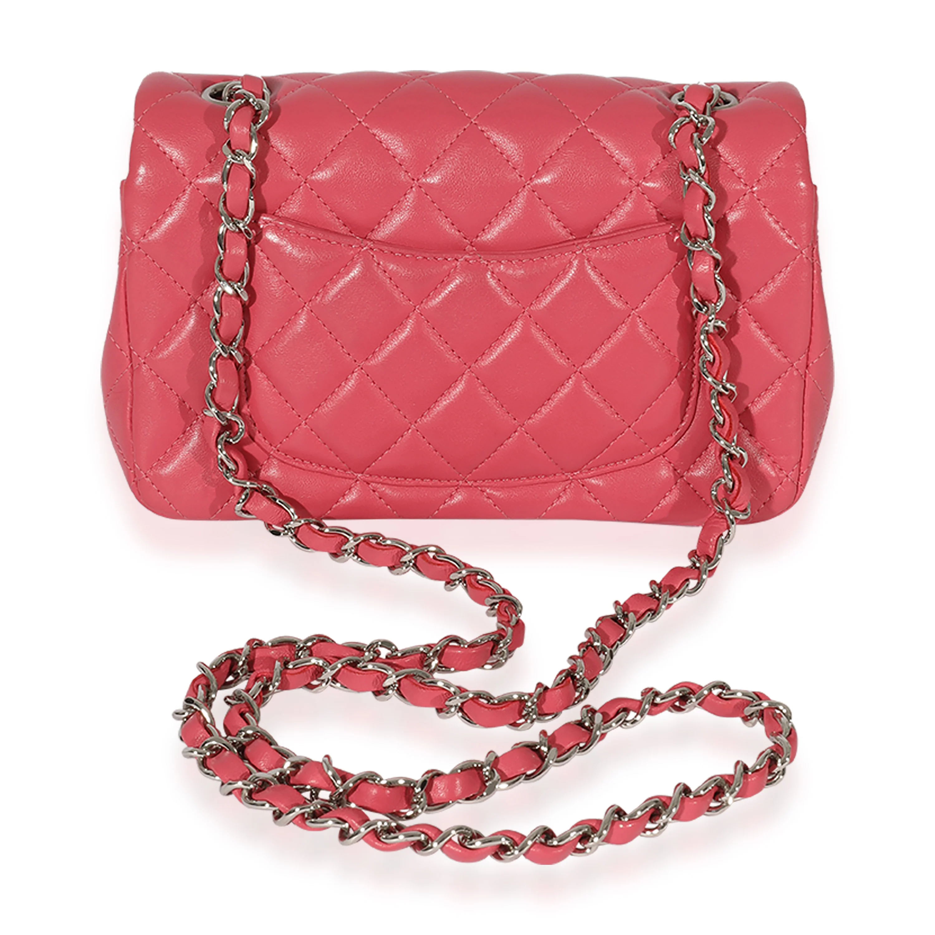 Chanel Pink Quilted Lambskin Mini Rectangular Classic Flap Bag - Image 3